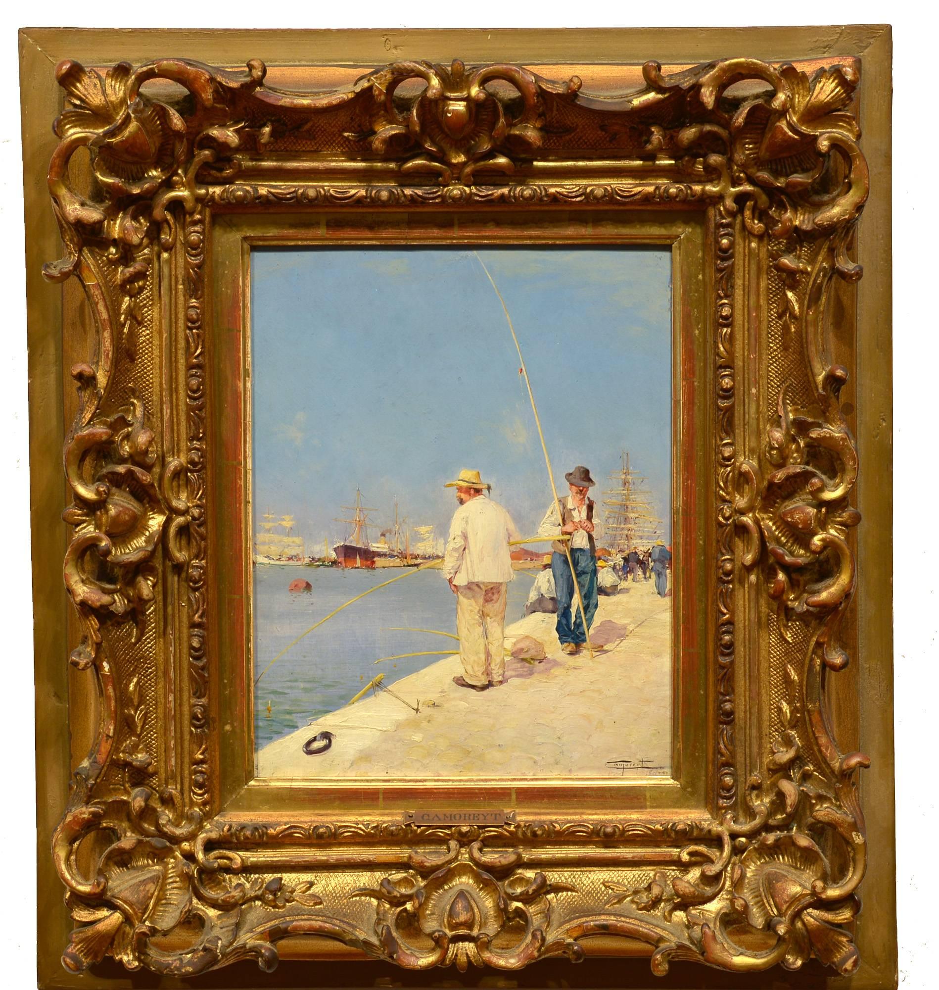 Fishermen, South of France - Painting by Jacques Marie Omer Camoreyt