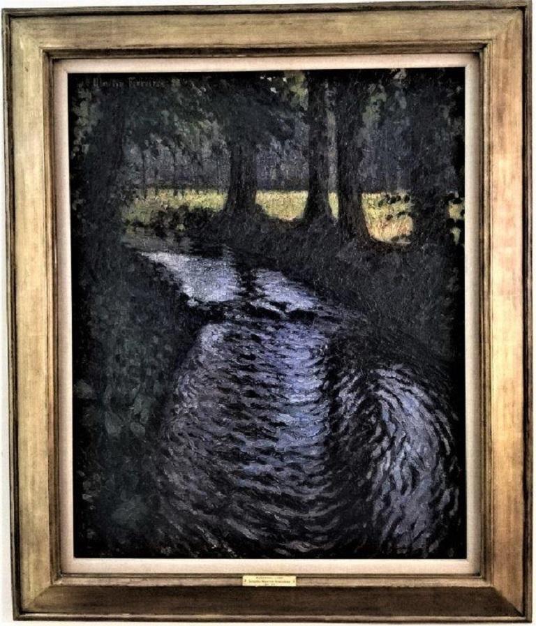 « Reflections », paysage français, détails de rivière post-impressionnistes, huile sur toile - Painting de Jacques Martin Ferrieres
