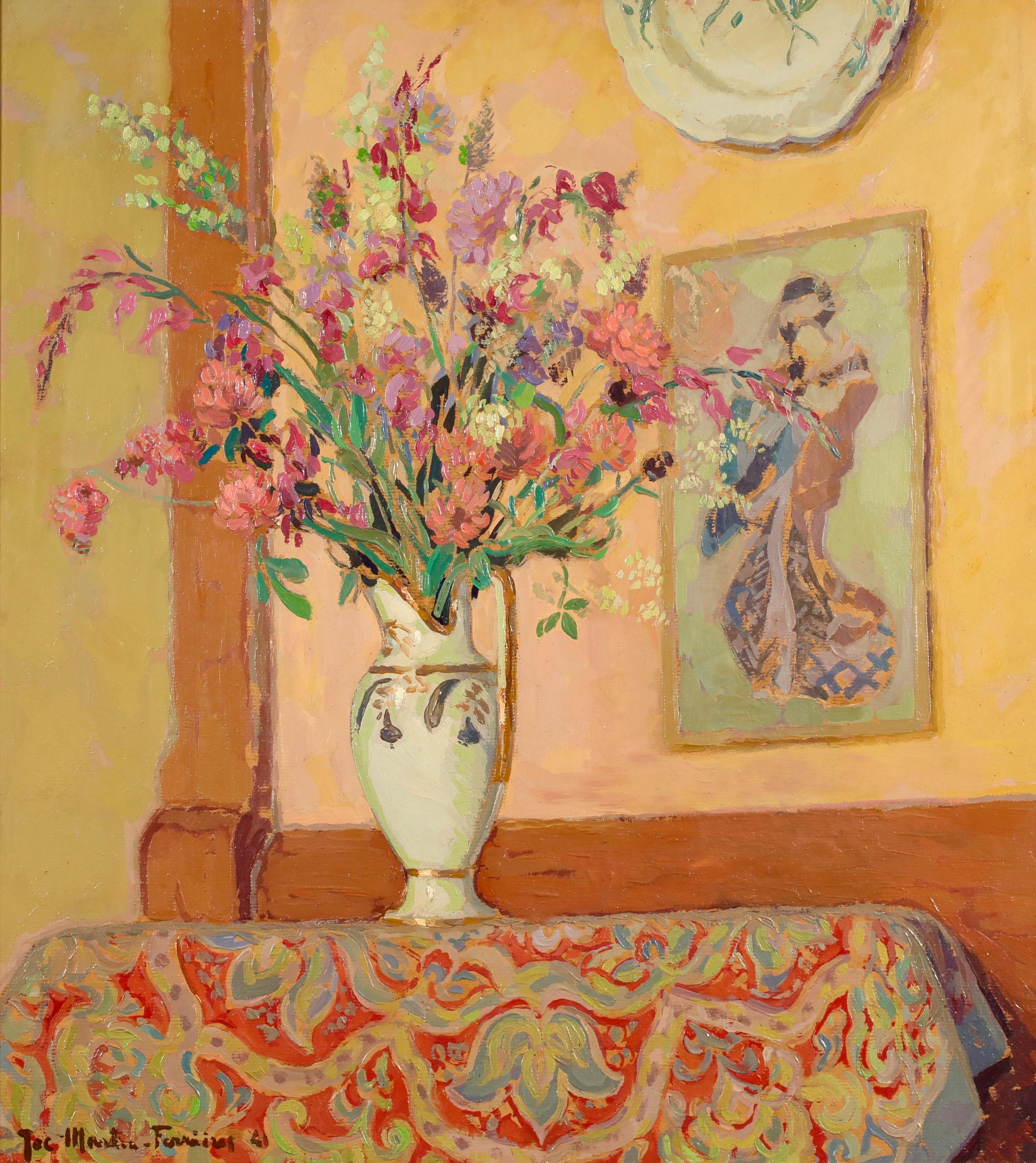 Arrangement Japonais - Nature morte post-impressionniste de Jacques Martin Ferrieres - Painting de Jacques Martin-Ferrières