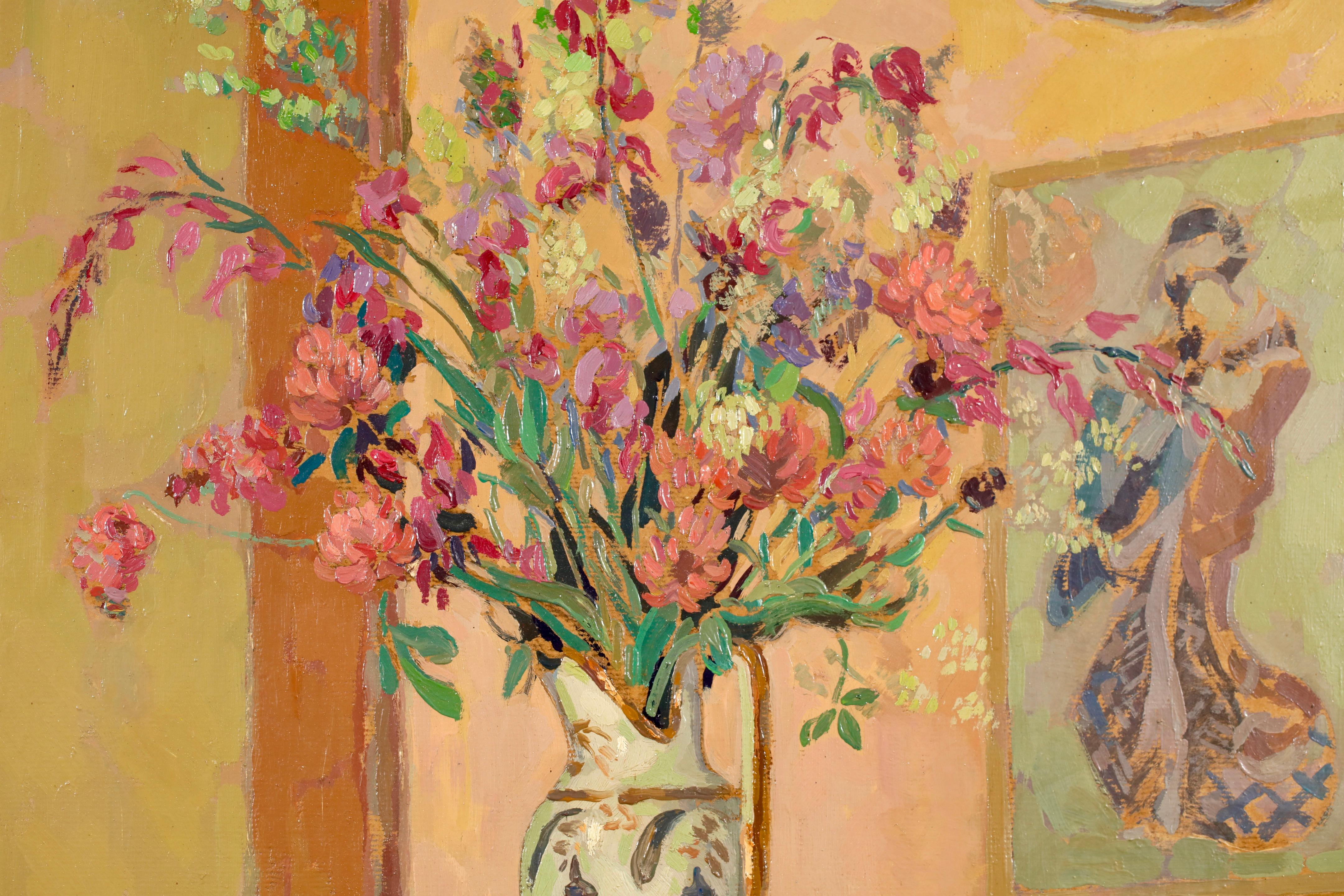 Arrangement Japonais - Nature morte post-impressionniste de Jacques Martin Ferrieres - Post-impressionnisme Painting par Jacques Martin-Ferrières