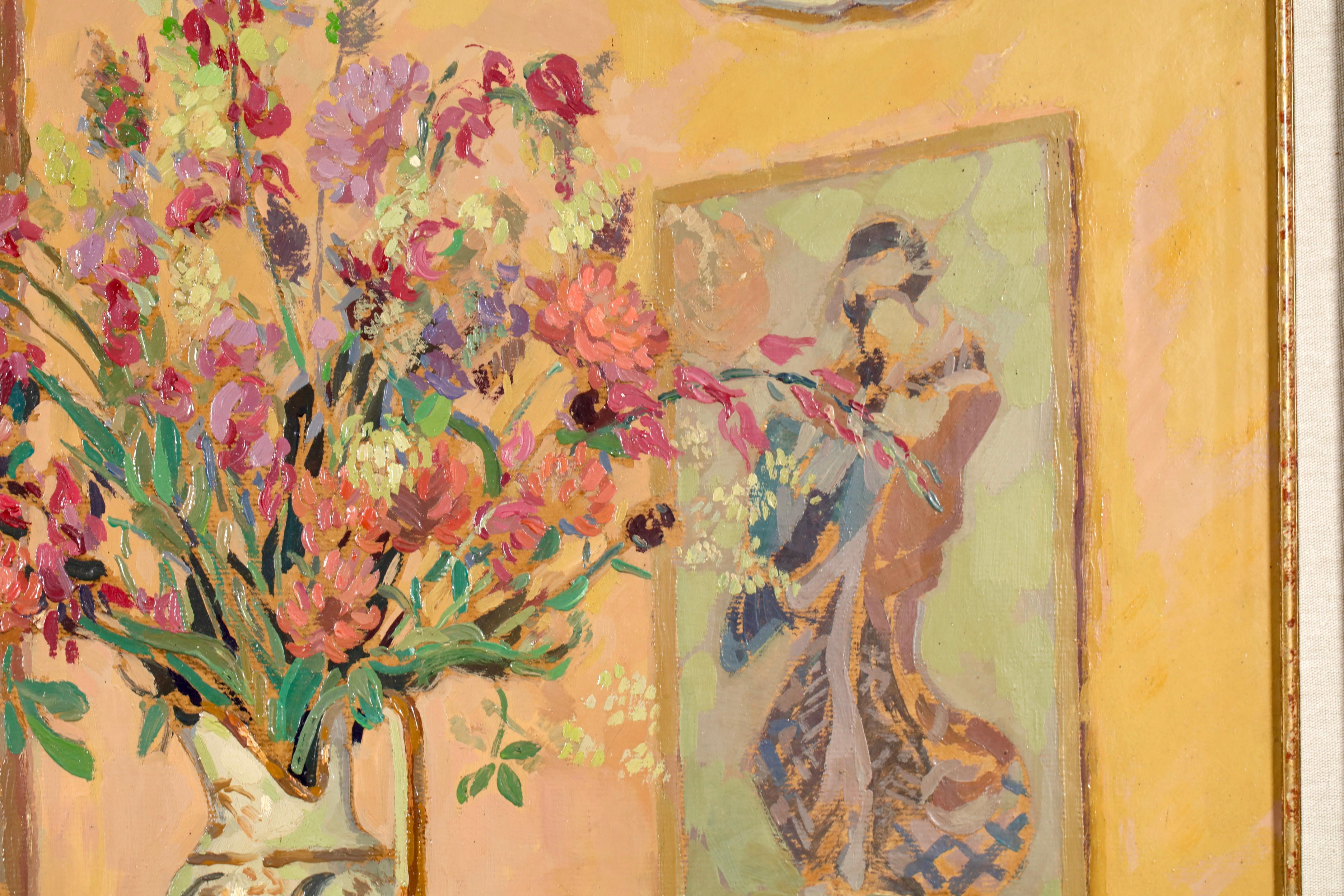 Arrangement Japonais - Nature morte post-impressionniste de Jacques Martin Ferrieres en vente 4