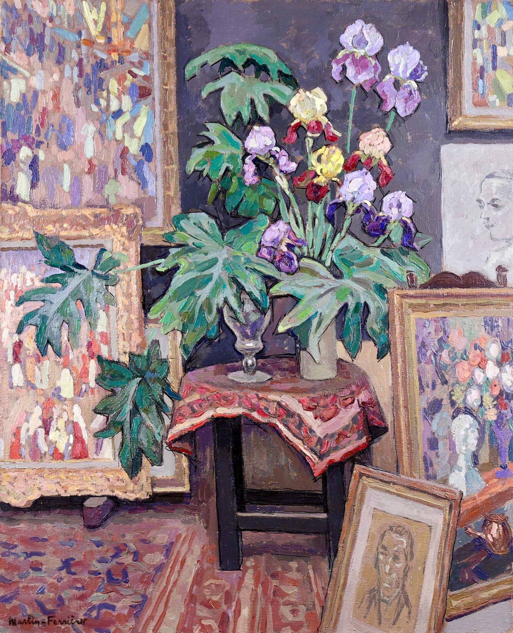Jacques Martin-Ferrières Still-Life Painting - Artist's Studio - Post Impressionist Oil, Interior by Jacques Martin-Ferrieres