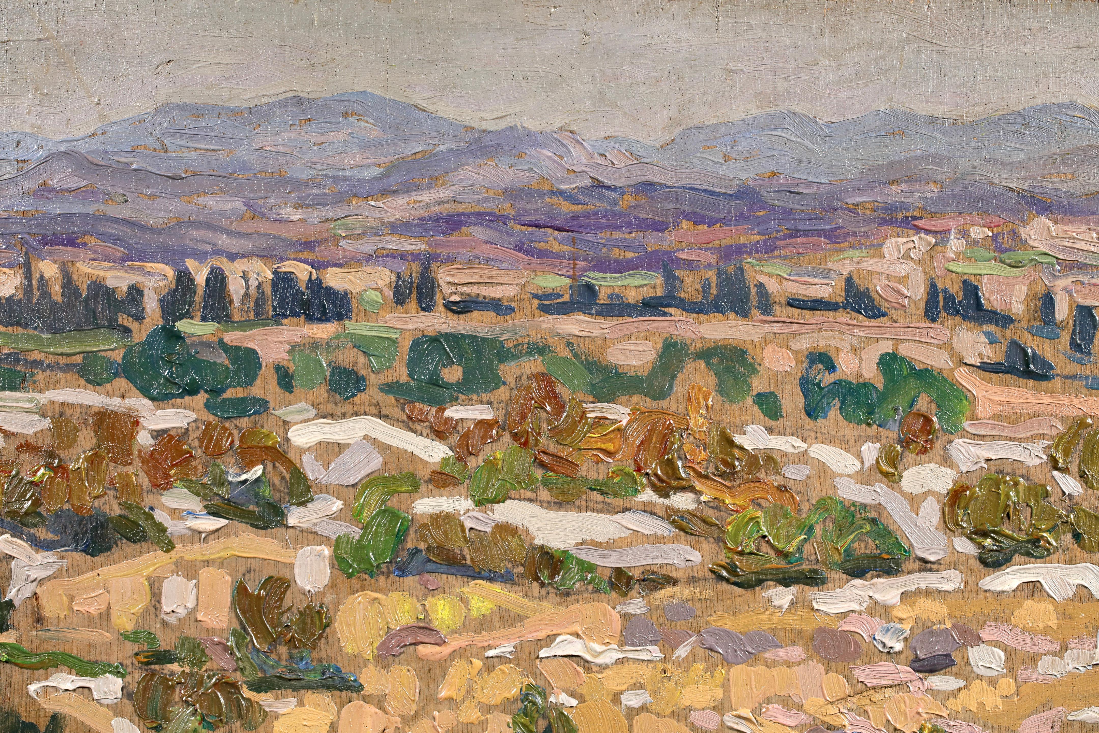 Auribeau-sur-Siagne - Post Impressionist Landscape Oil by J Martin-Ferrieres - Painting by Jacques Martin-Ferrières