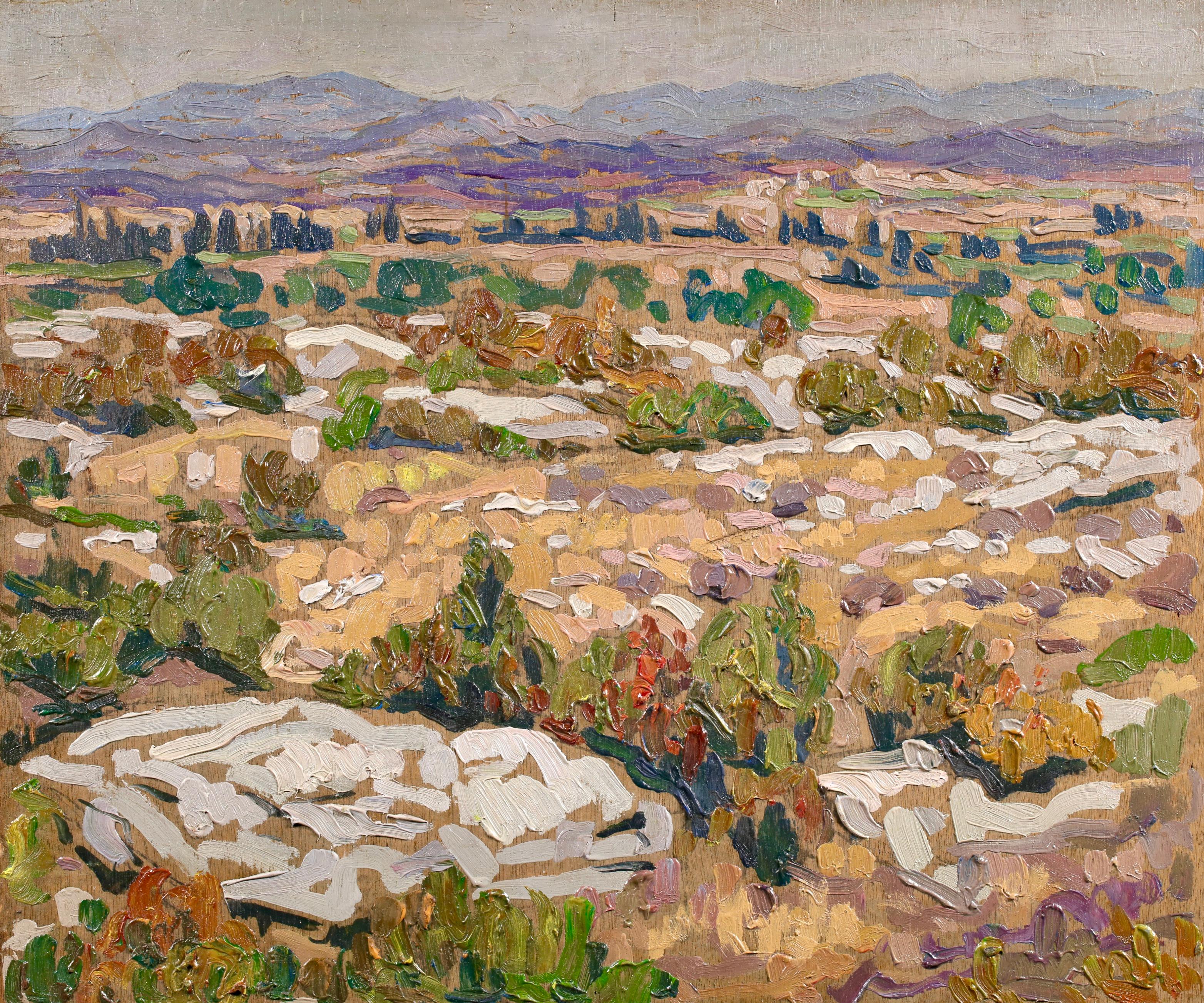 Auribeau-sur-Siagne - Paisaje postimpresionista al óleo de J. Martin-Ferrieres