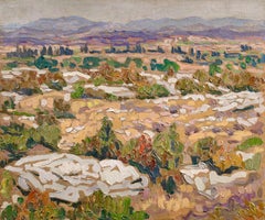 Auribeau-sur-Siagne - Paesaggio post impressionista a olio di J. Martin-Ferrieres