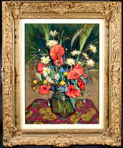 Bouquet de Fleurs - Huile post-impressionniste, Fleurs de Jacques Martin-Ferrieres