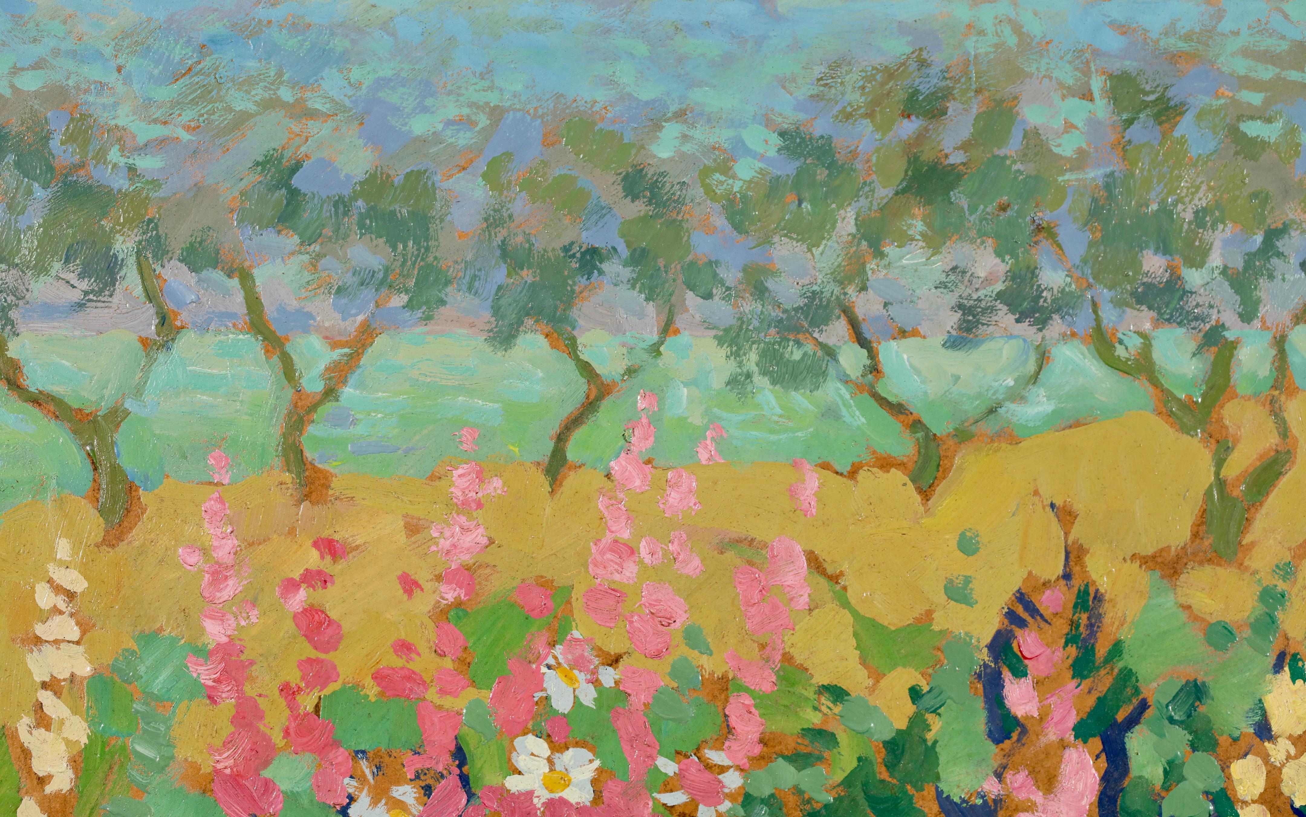 Champs de fleurs - Post Impressionist Landscape Oil by Jacques Martin-Ferrieres For Sale 7