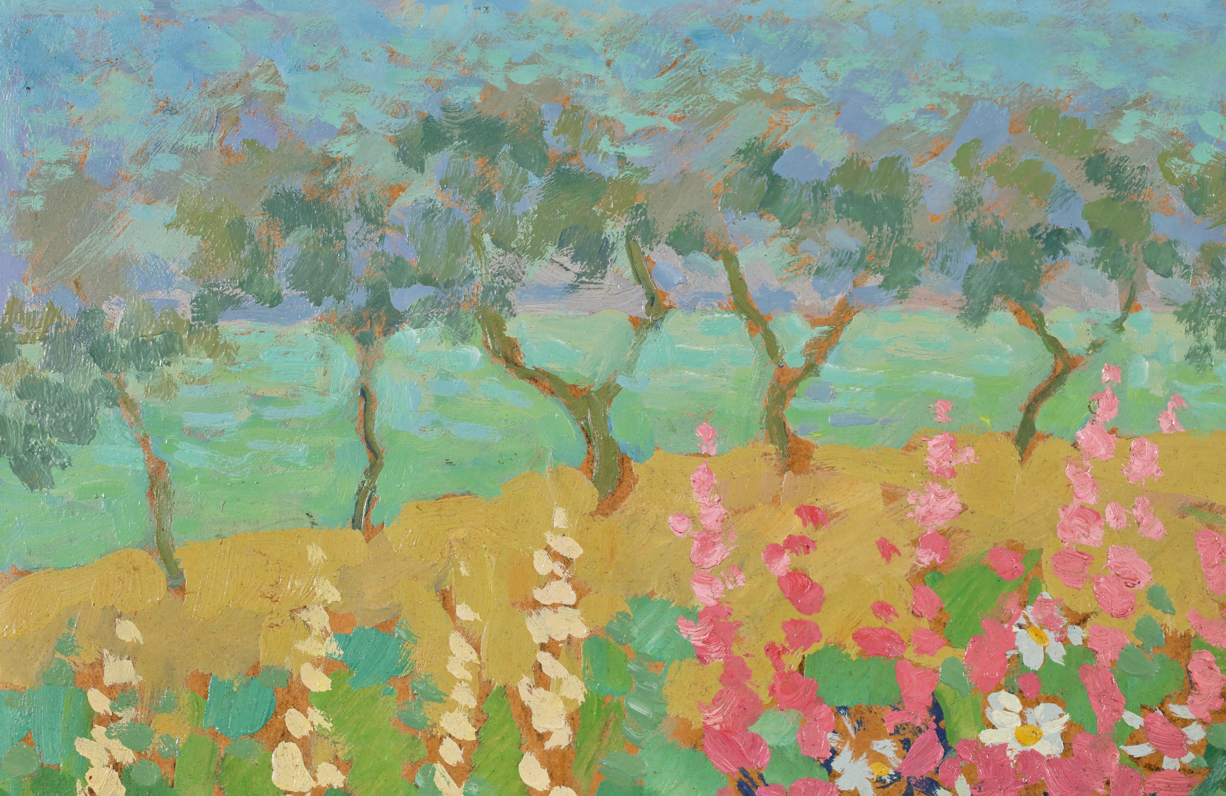 Champs de fleurs - Post Impressionist Landscape Oil by Jacques Martin-Ferrieres For Sale 8