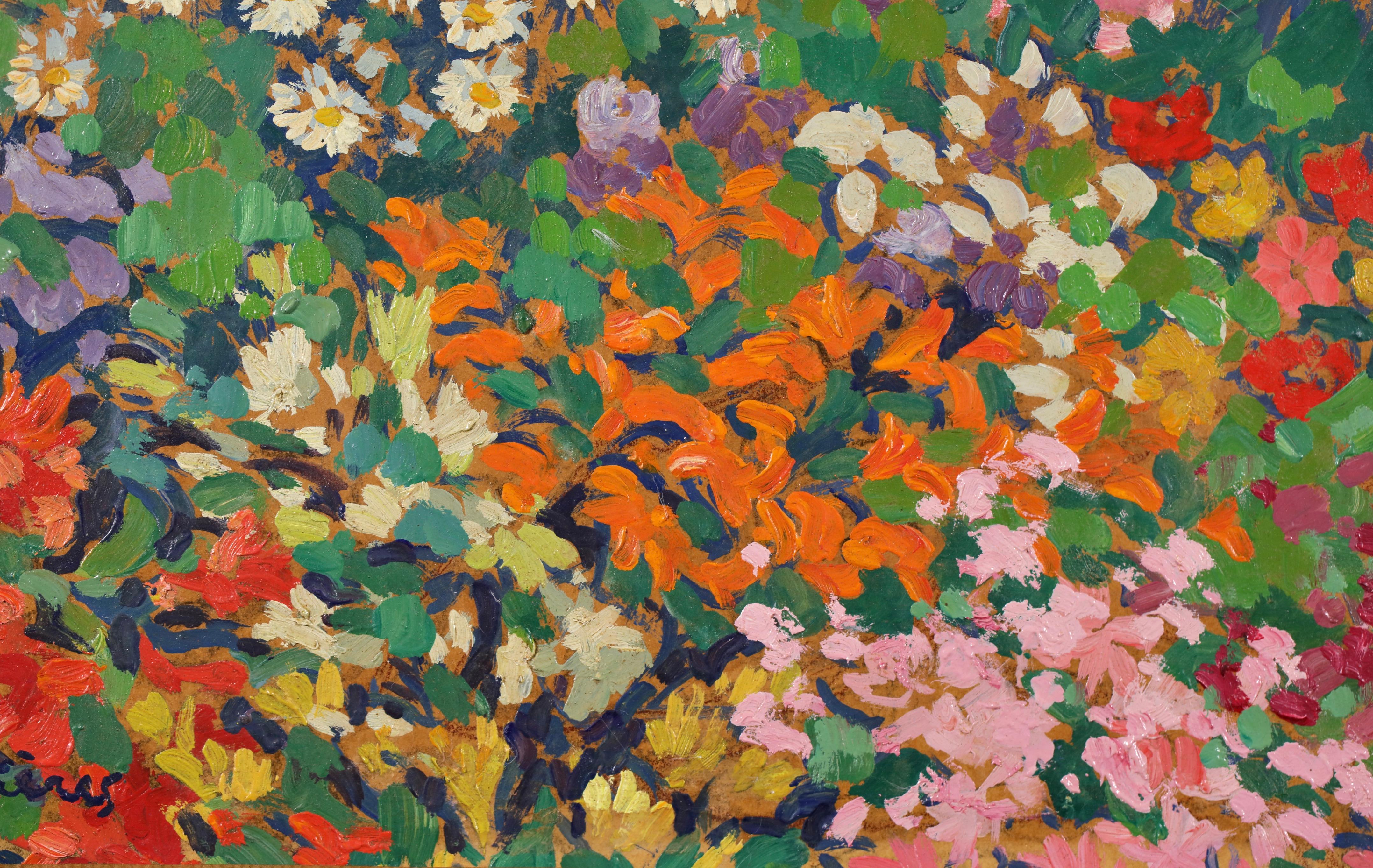 Champs de fleurs - Post Impressionist Landscape Oil by Jacques Martin-Ferrieres For Sale 1
