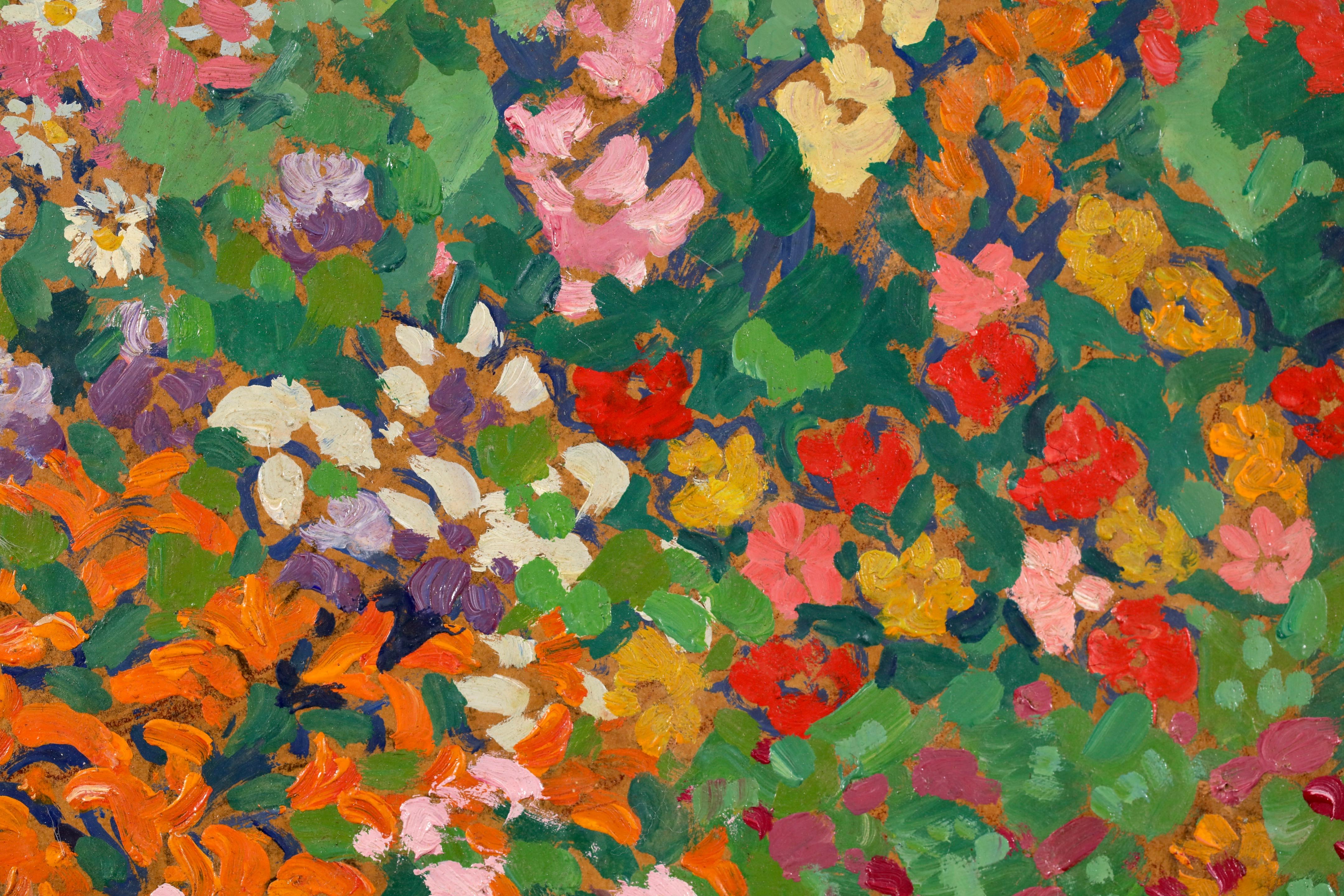 Champs de fleurs - Post Impressionist Landscape Oil by Jacques Martin-Ferrieres For Sale 4