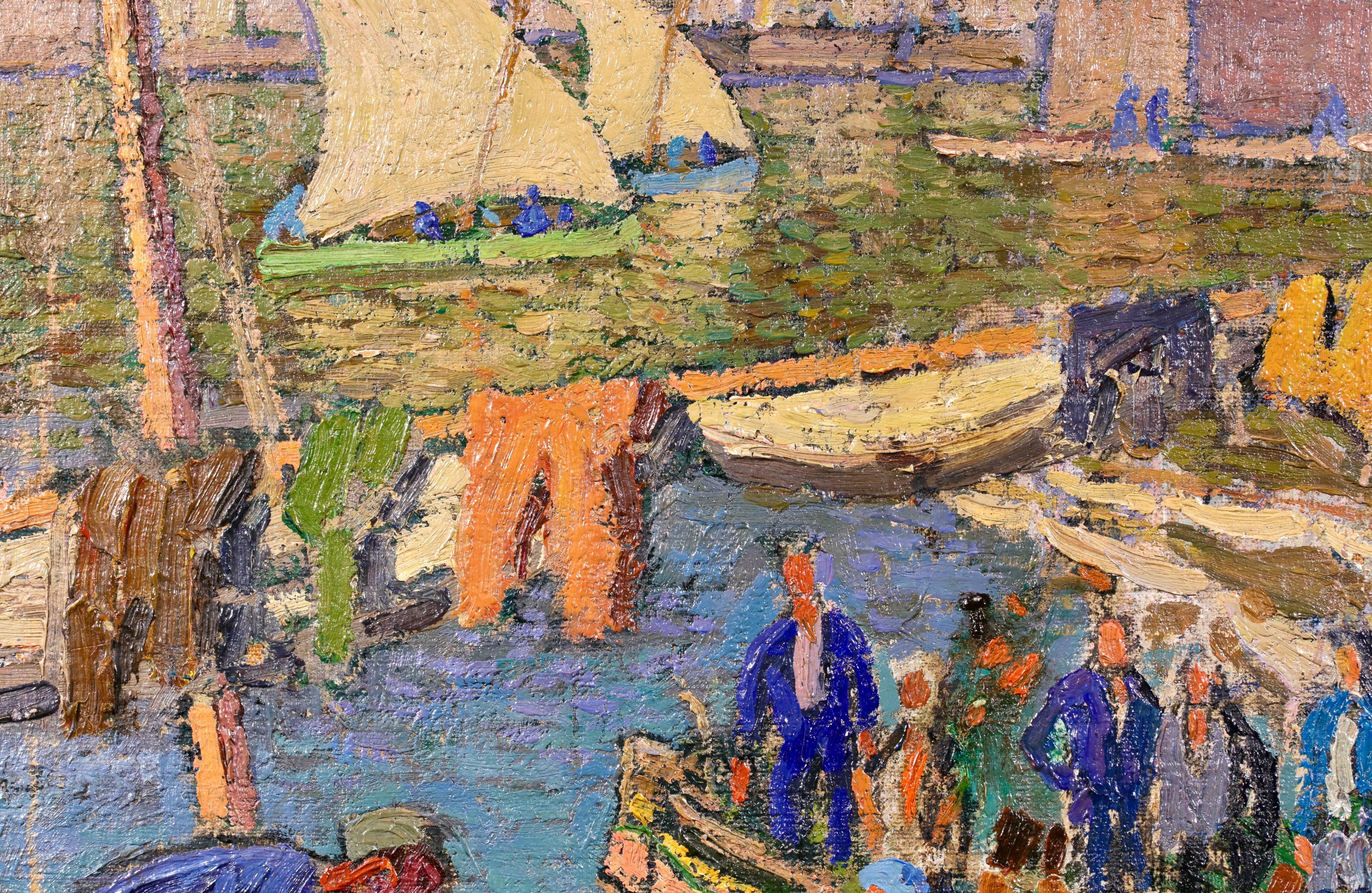 Collioure - Retour des Pecheurs - Olio post impressionista di J. Martin-Ferrieres in vendita 5