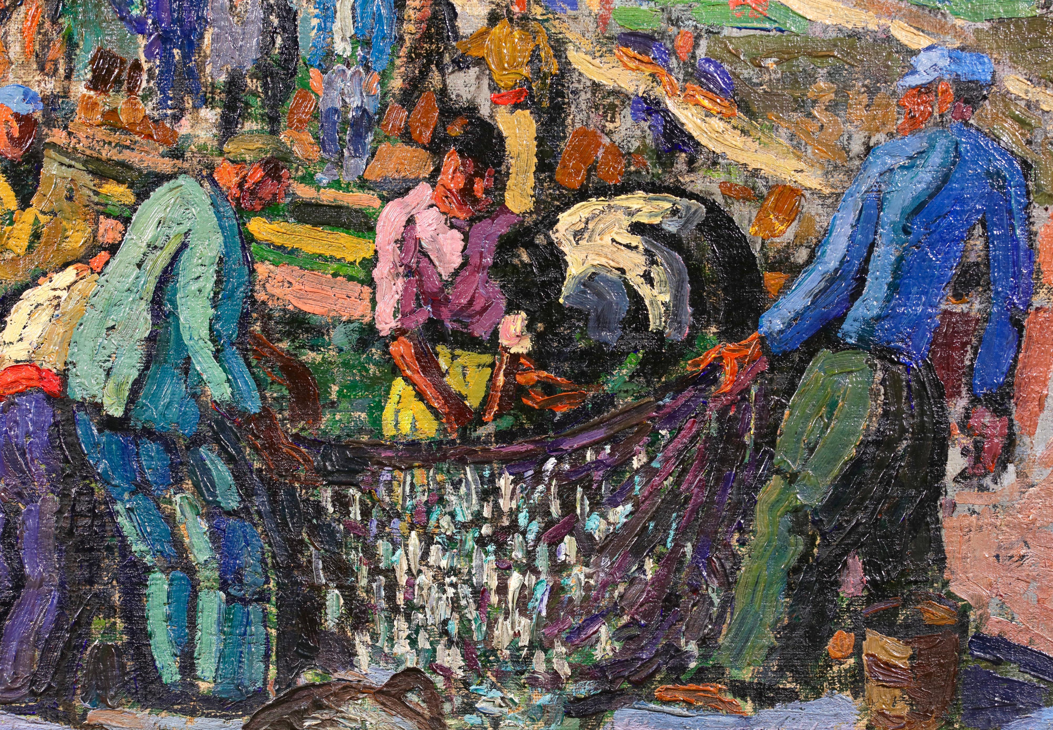 Collioure - Retour des Pecheurs - Olio post impressionista di J. Martin-Ferrieres - Painting Postimpressionismo di Jacques Martin-Ferrières