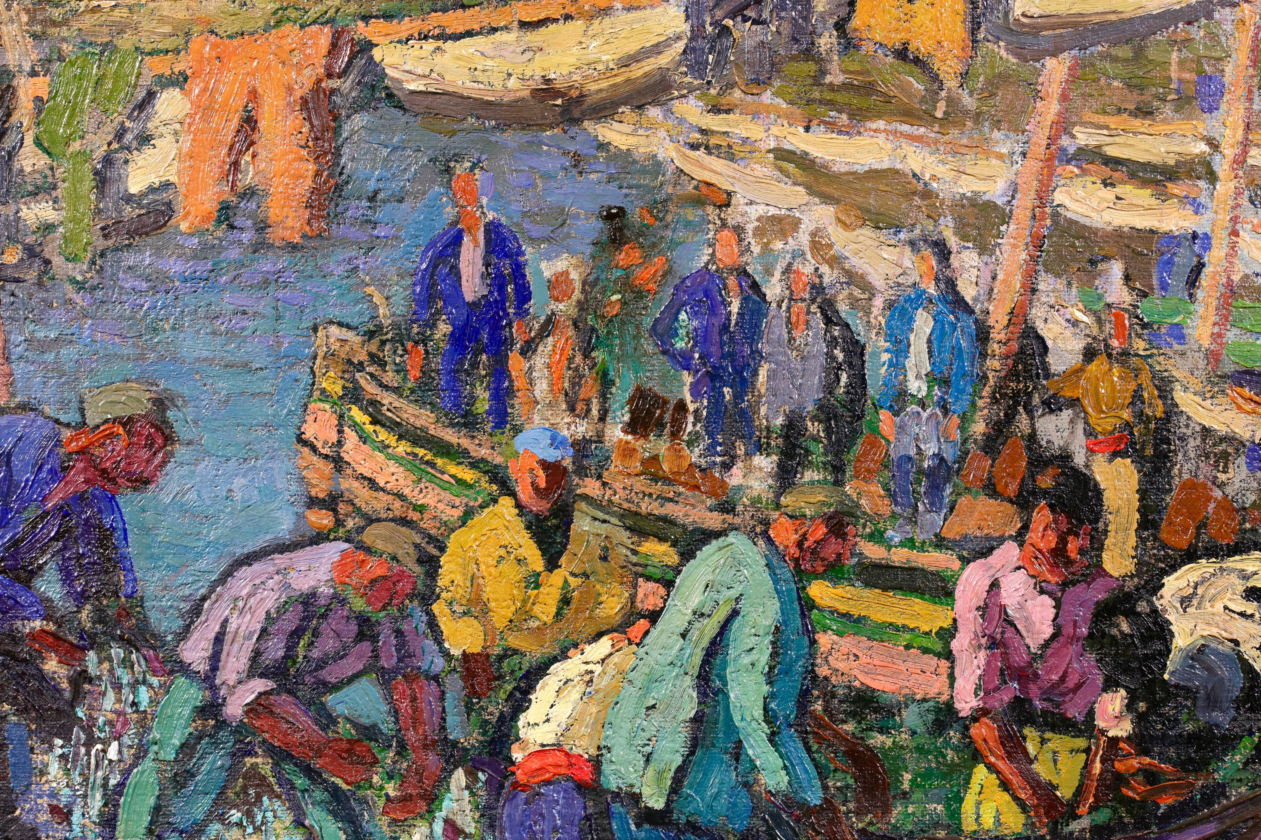 Collioure - Retour des Pecheurs - Olio post impressionista di J. Martin-Ferrieres in vendita 2