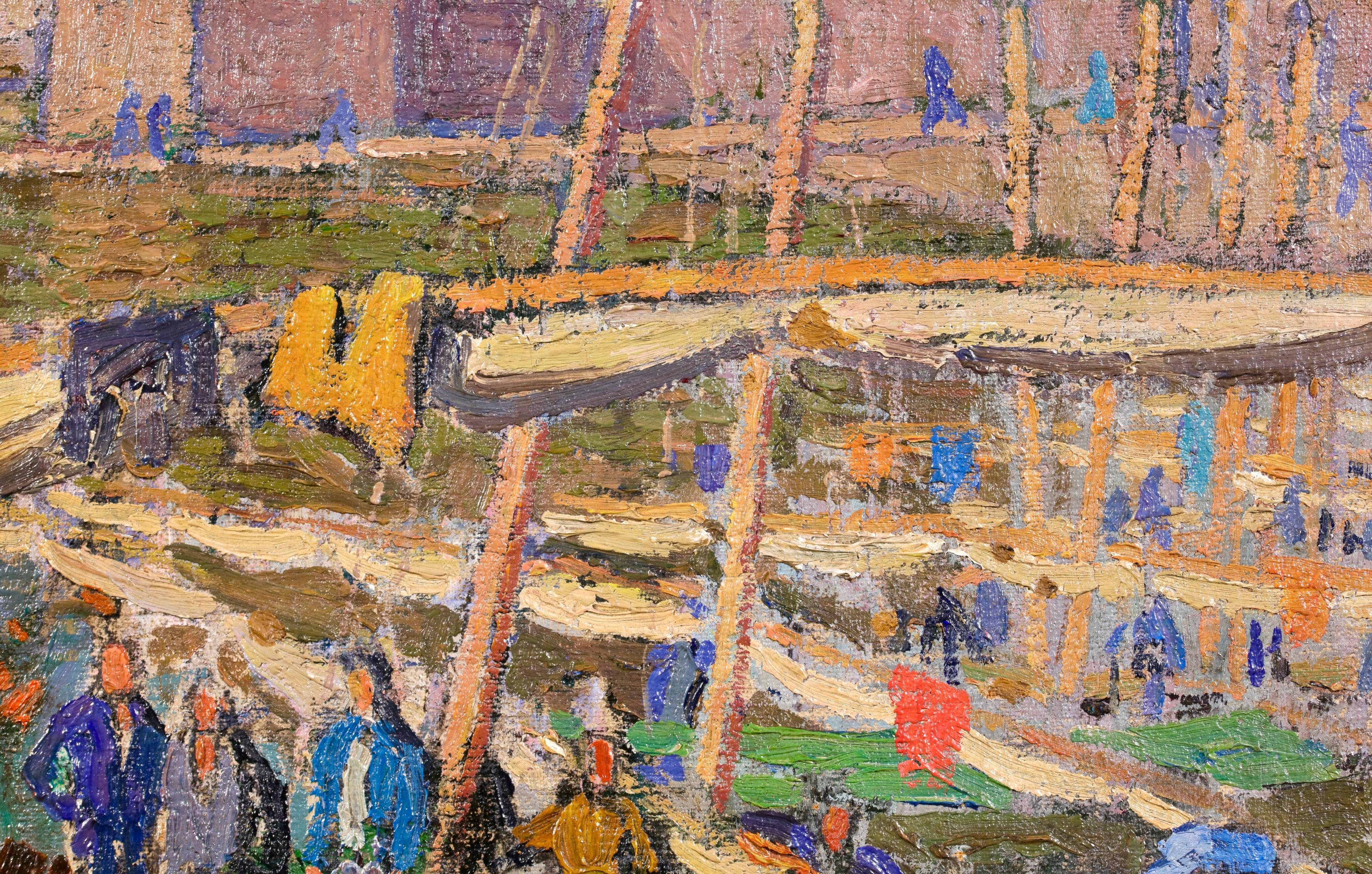 Collioure - Retour des Pecheurs - Olio post impressionista di J. Martin-Ferrieres in vendita 4