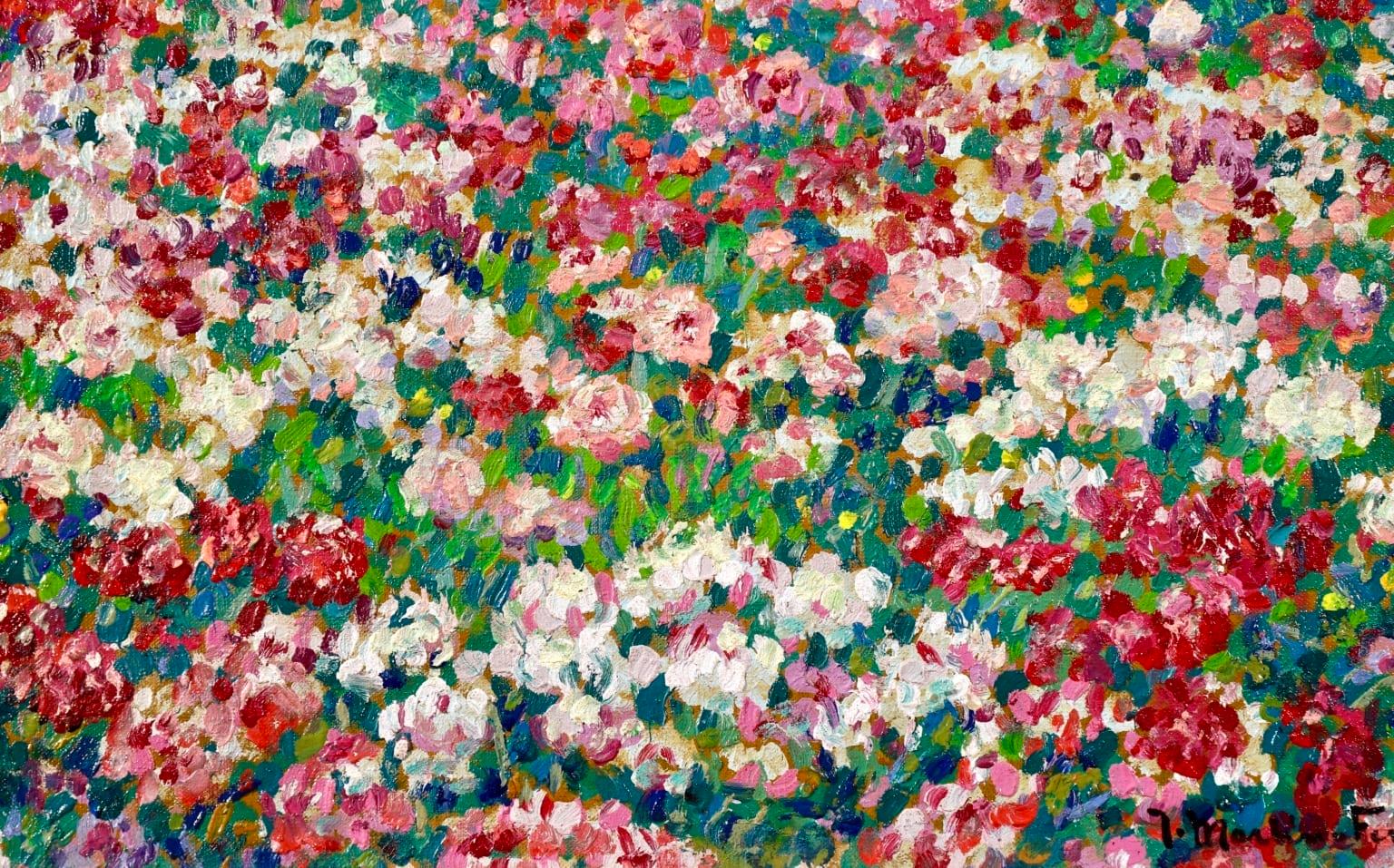 Field of Flowers - Post Impressionist Oil, Landscape Oil by J Martin-Ferrieres 4