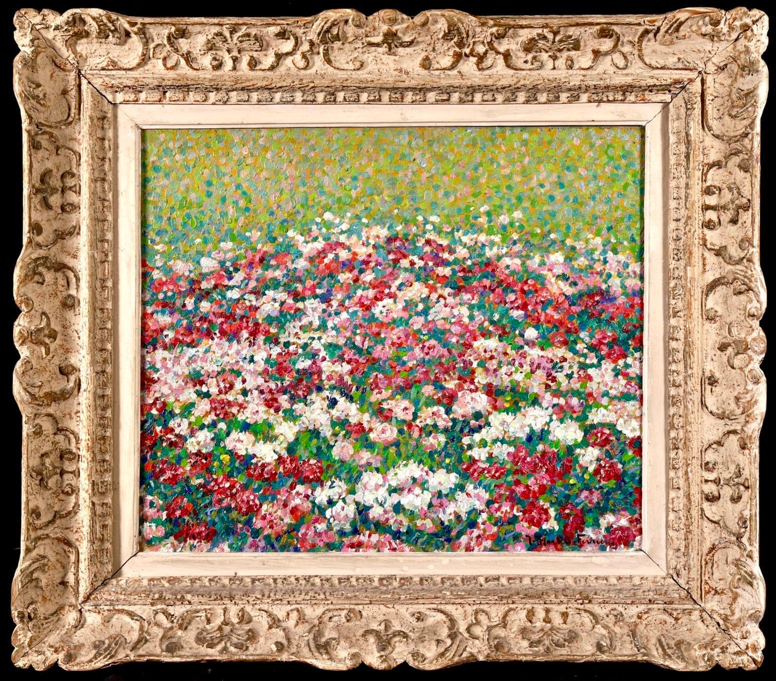Field of Flowers - Post Impressionist Oil, Landscape Oil by J Martin-Ferrieres - Painting by Jacques Martin-Ferrières