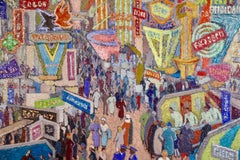 Figures at Household Arts Show - Post Impressionist Oil by J Martin-Ferrieres