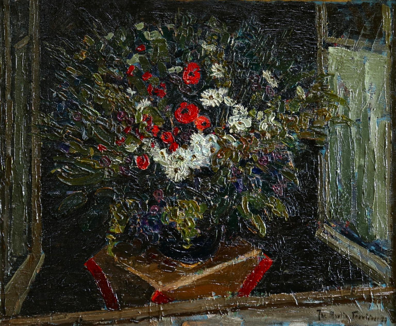 Fleurs - Post Impressionist Oil, Still Life Flowers - Jacques Martin-Ferrieres - Painting by Jacques Martin-Ferrières