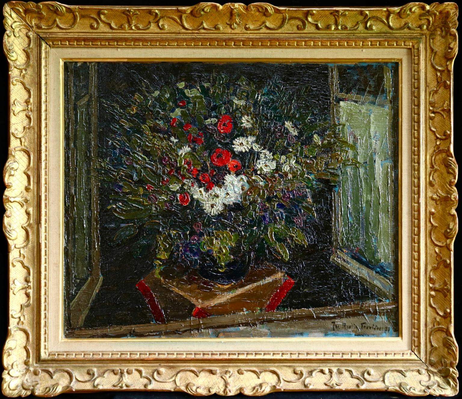 Jacques Martin-Ferrières Interior Painting - Fleurs - Post Impressionist Oil, Still Life Flowers - Jacques Martin-Ferrieres