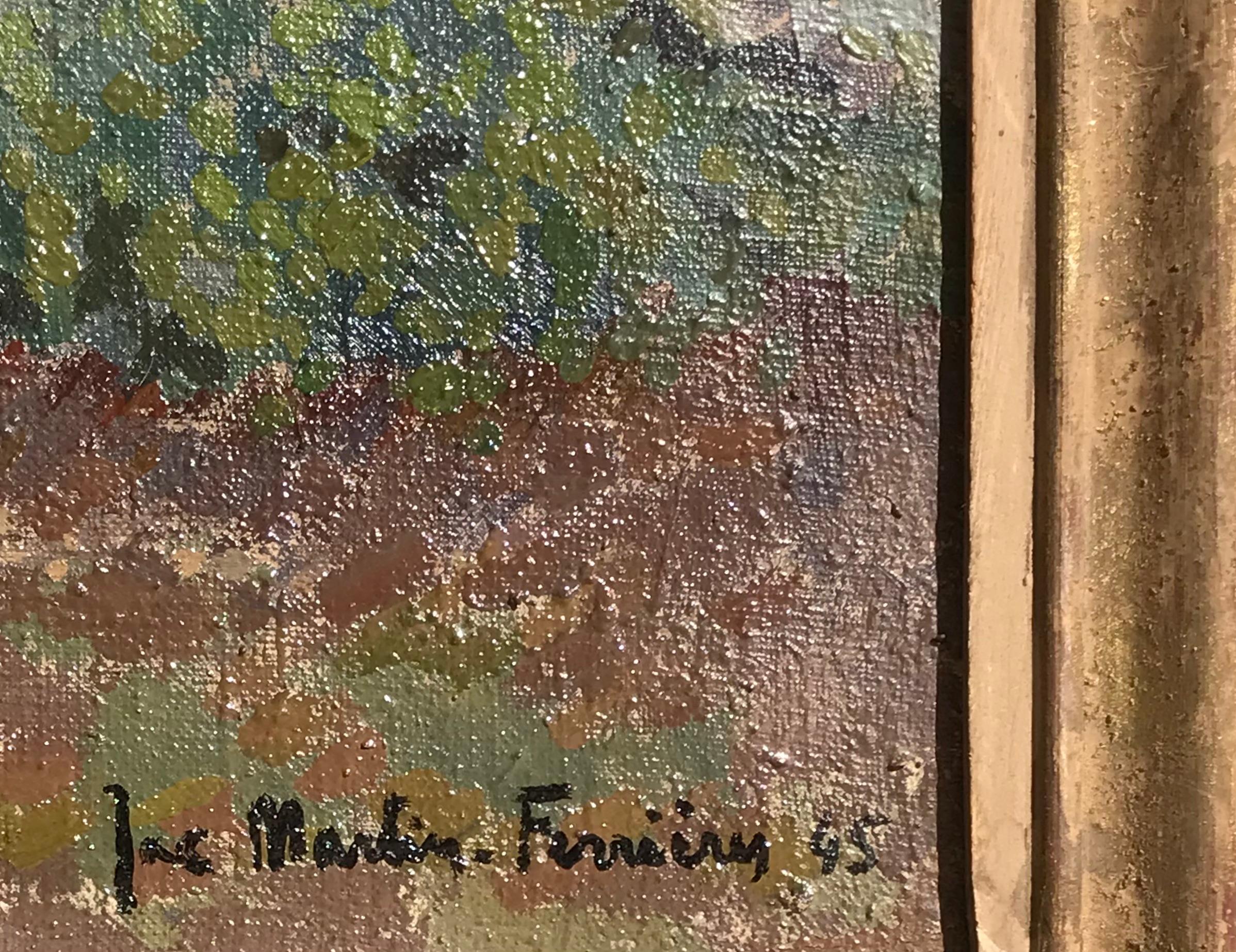 Jacques Martin Ferrieres Künstlereigenes Bauernhaus (Braun), Landscape Painting, von Jacques Martin-Ferrières