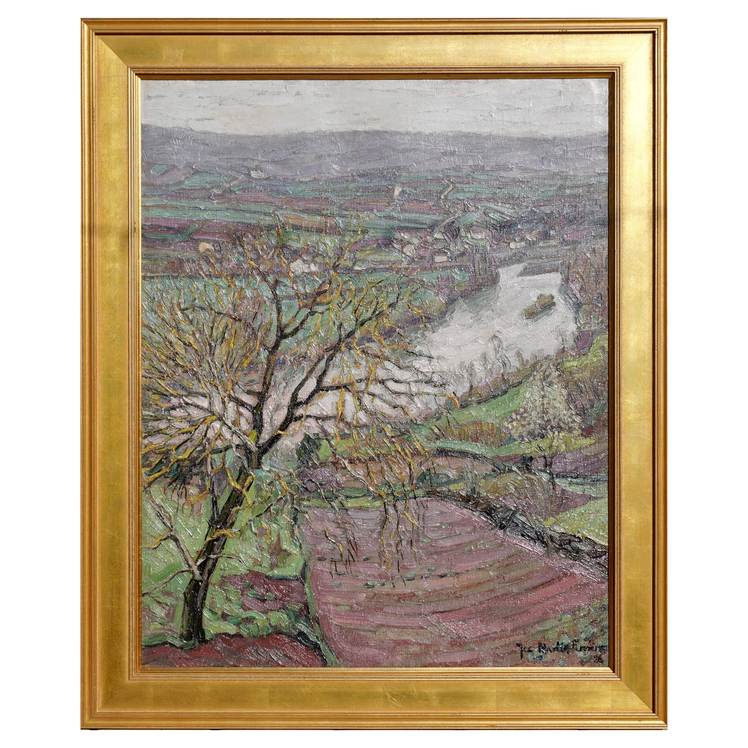 Landscape Painting di Jacques Martin-Ferrières - Paesaggio di Jacques Ferrieres "Francese 1893-1972