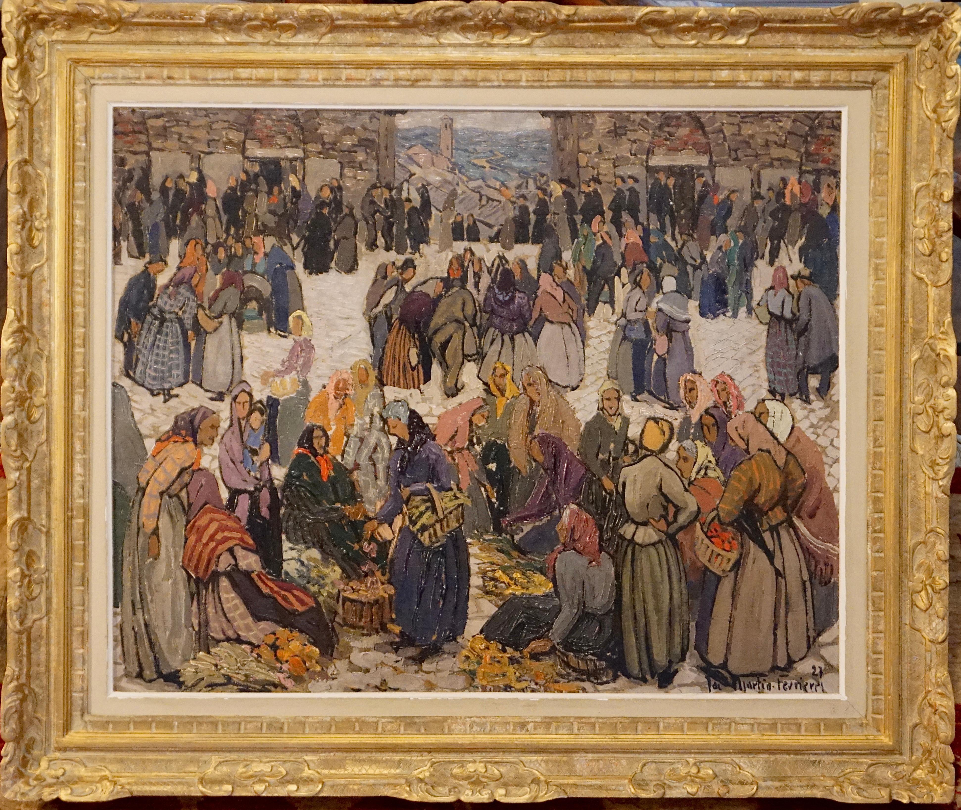 Jacques Martin Ferrieres Le Marche D'Assise, 1927 - Painting by Jacques Martin-Ferrières