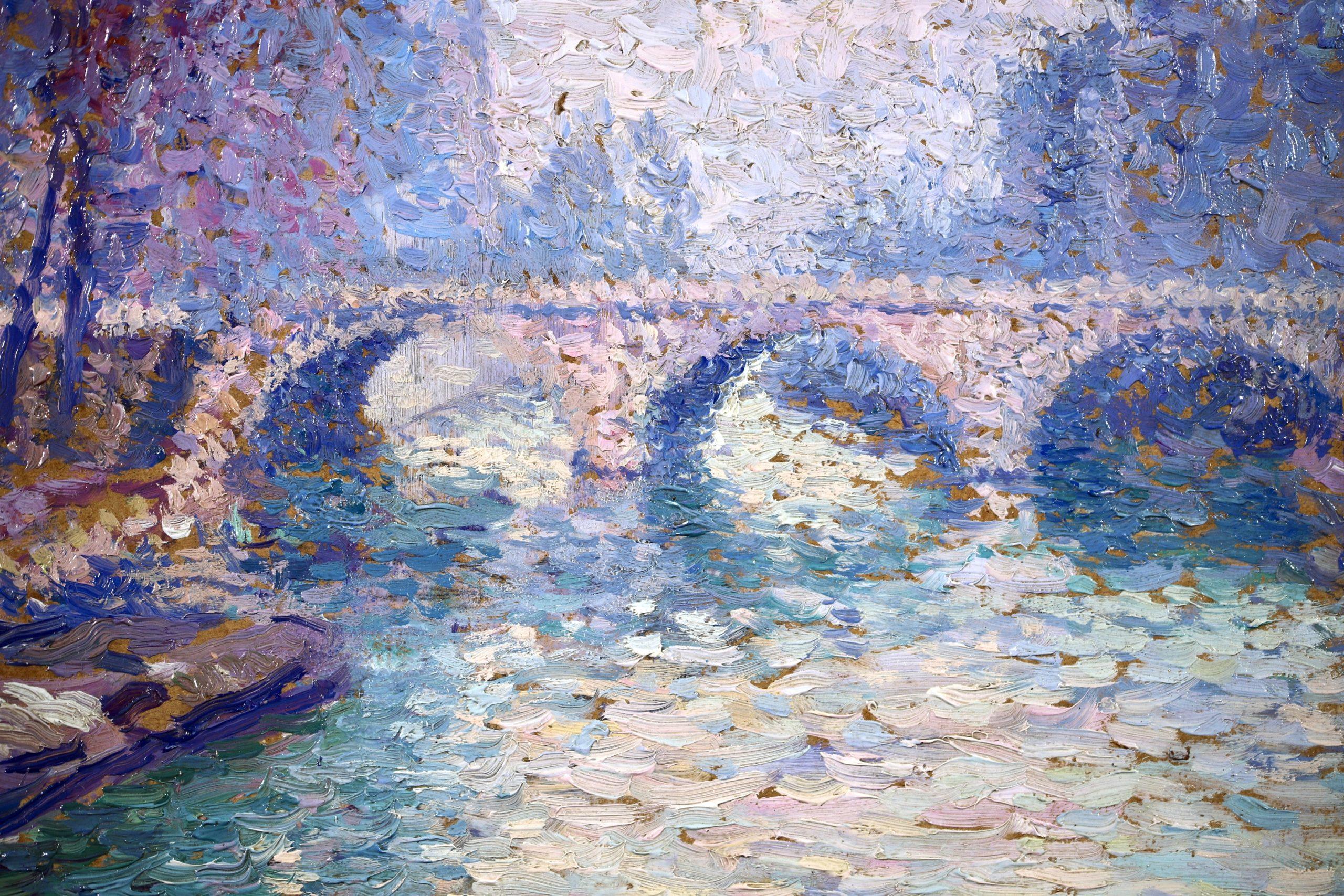 Le Pont Neuf - Paesaggio Post Impressionista a olio di Jacques Ferrieres 3