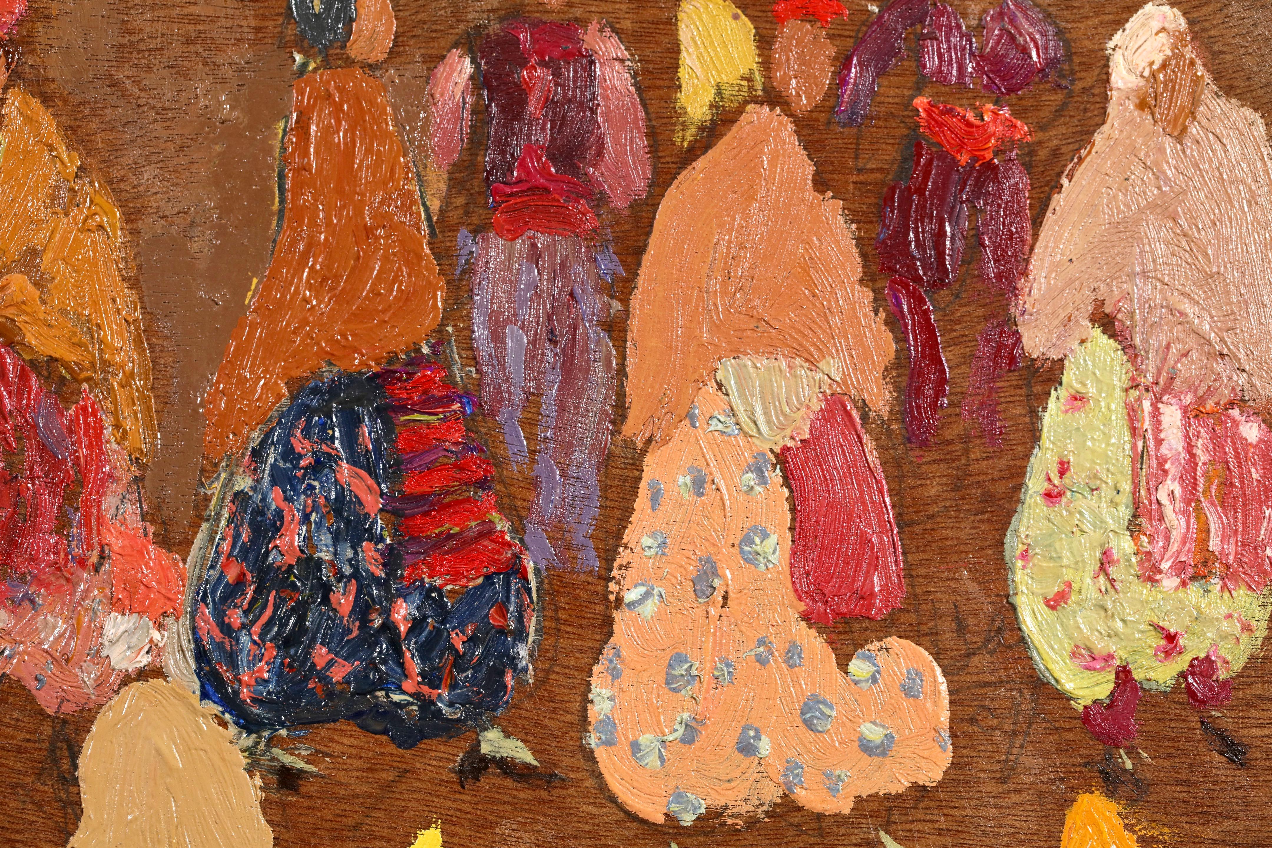 Marché à Prizren - Olio figurativo post-impressionista di Jacques Ferrieres in vendita 2