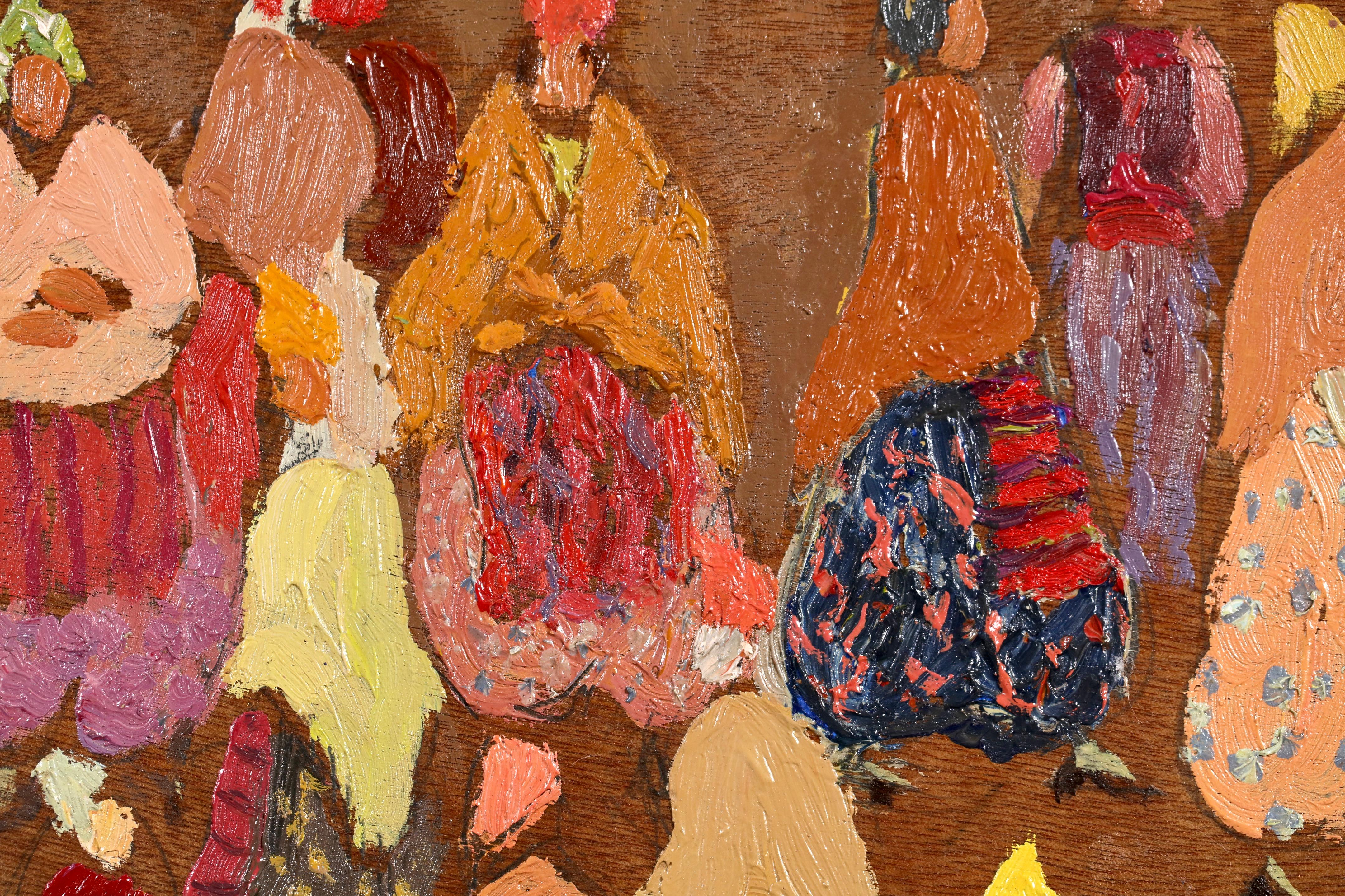 Marché à Prizren - Olio figurativo post-impressionista di Jacques Ferrieres in vendita 3