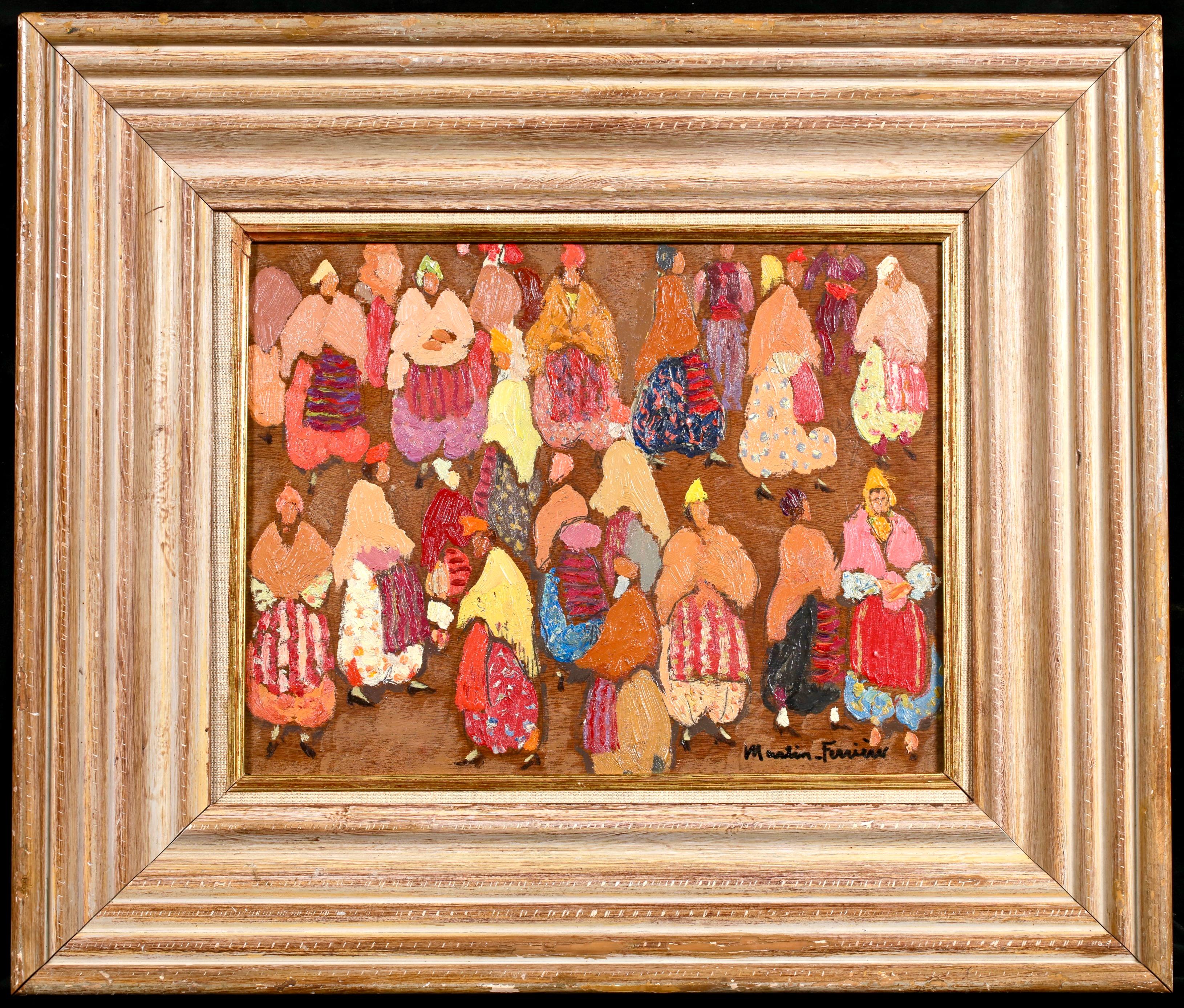 Marché à Prizren - Postimpressionistisches figuratives Öl von Jacques Martin-Ferrieres