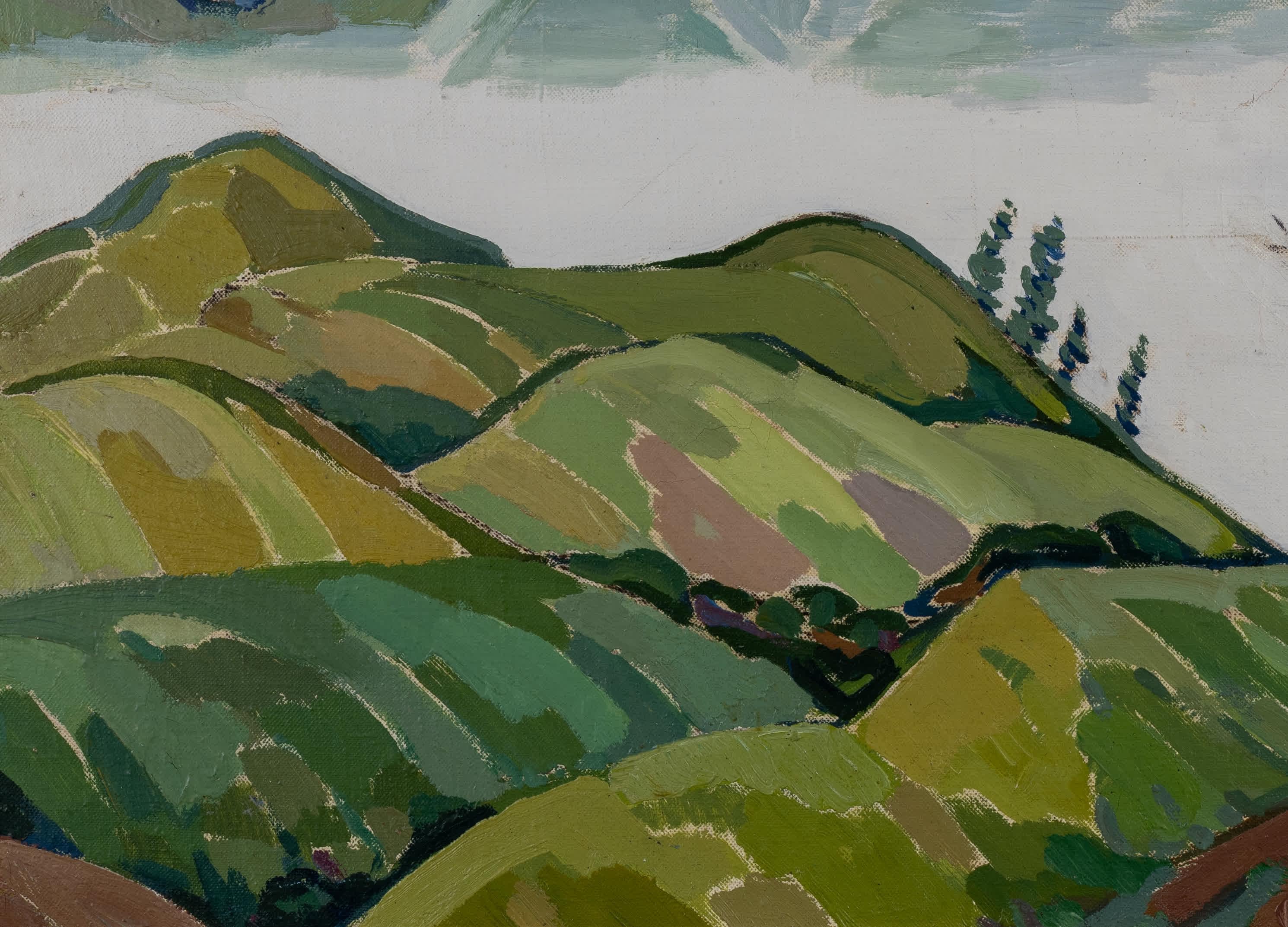 Paisaje montañoso - Landscape Painting Marrón de Jacques Martin-Ferrières