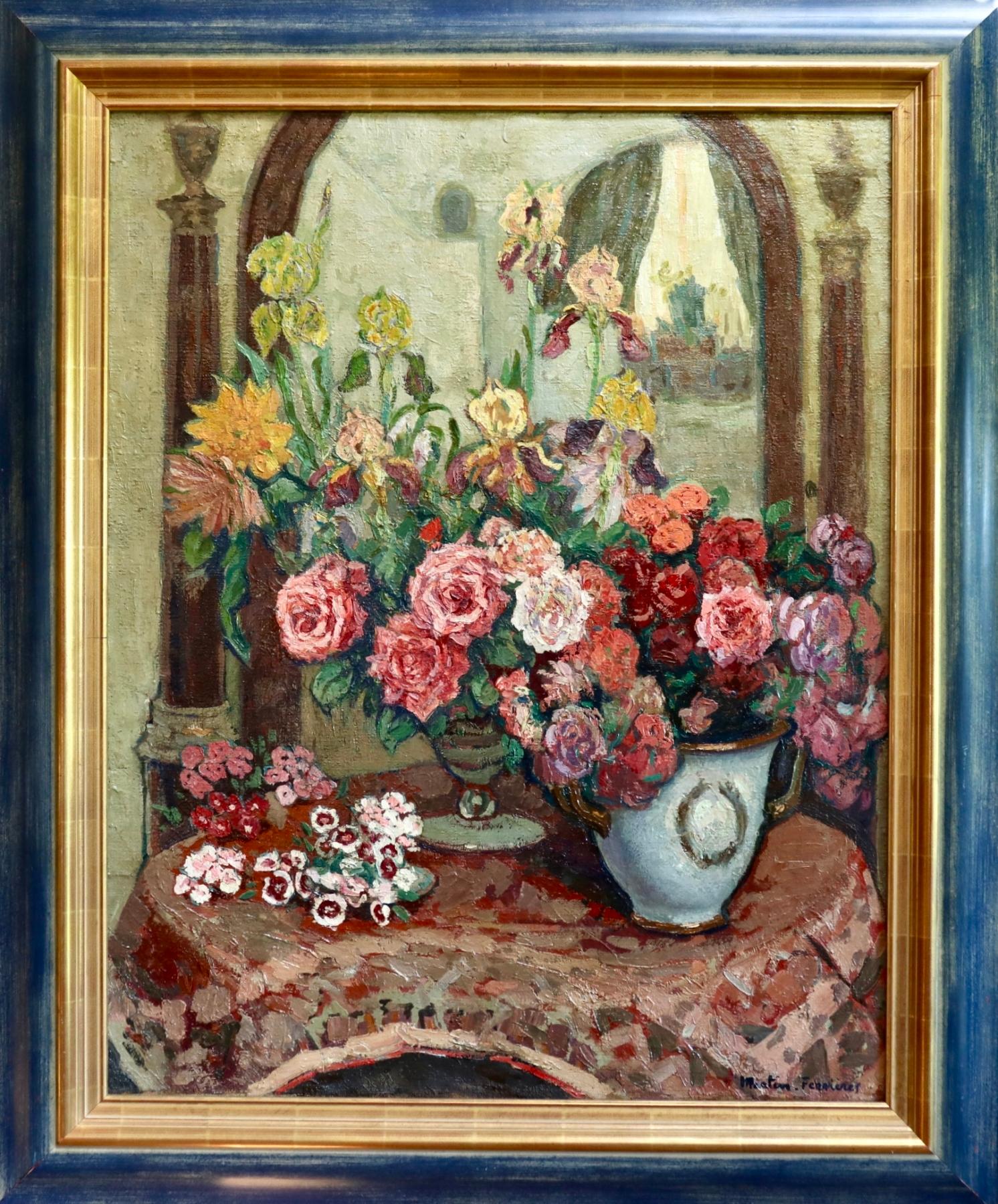 Nature Morte - Post Impressionist Oil, Still Life Flowers - J Martin-Ferrieres