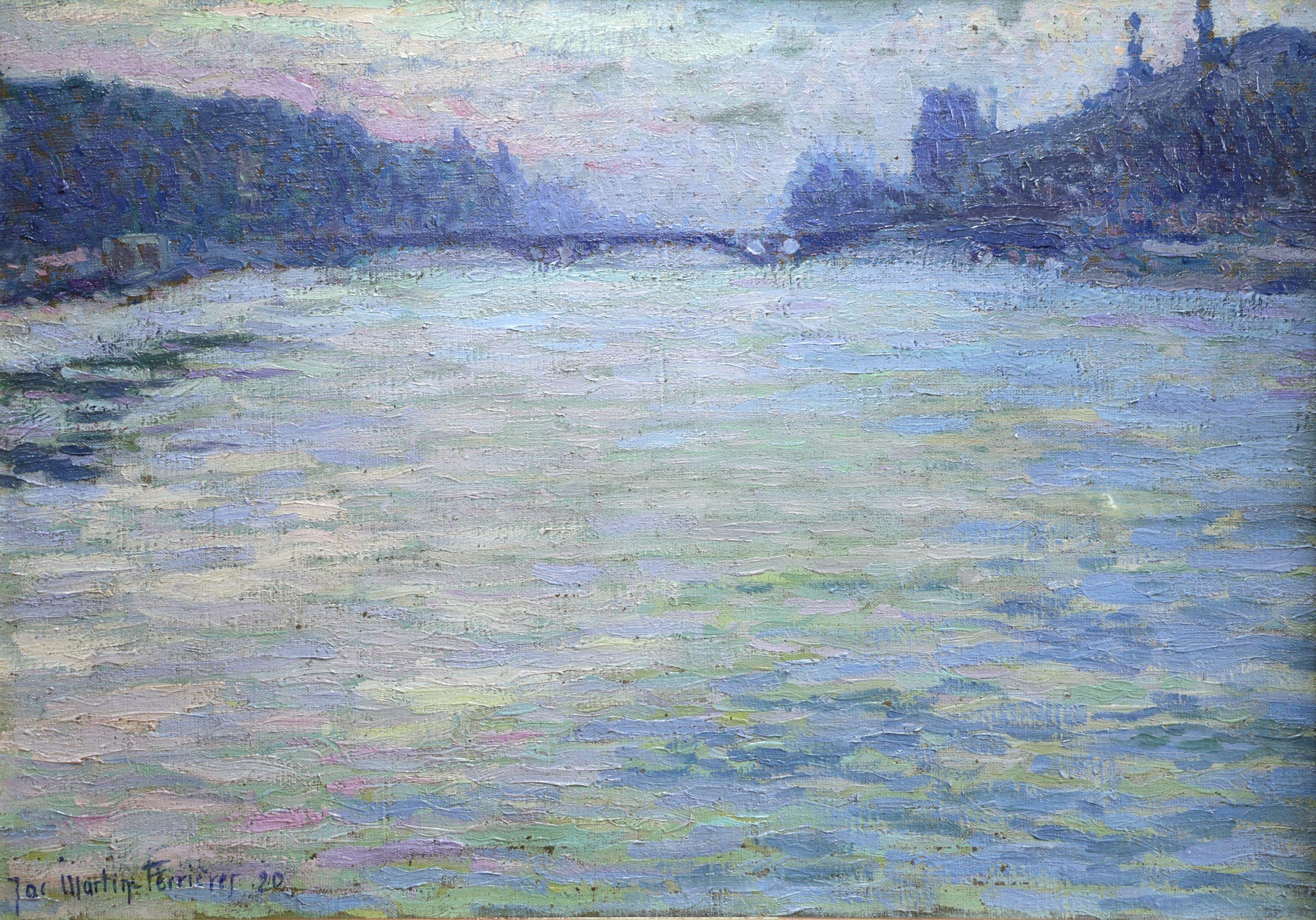 Jacques Martin-Ferrières Landscape Painting - Paris-La Seine - Early 20th Century Oil, French, Riverscape by Martin-Ferrieres