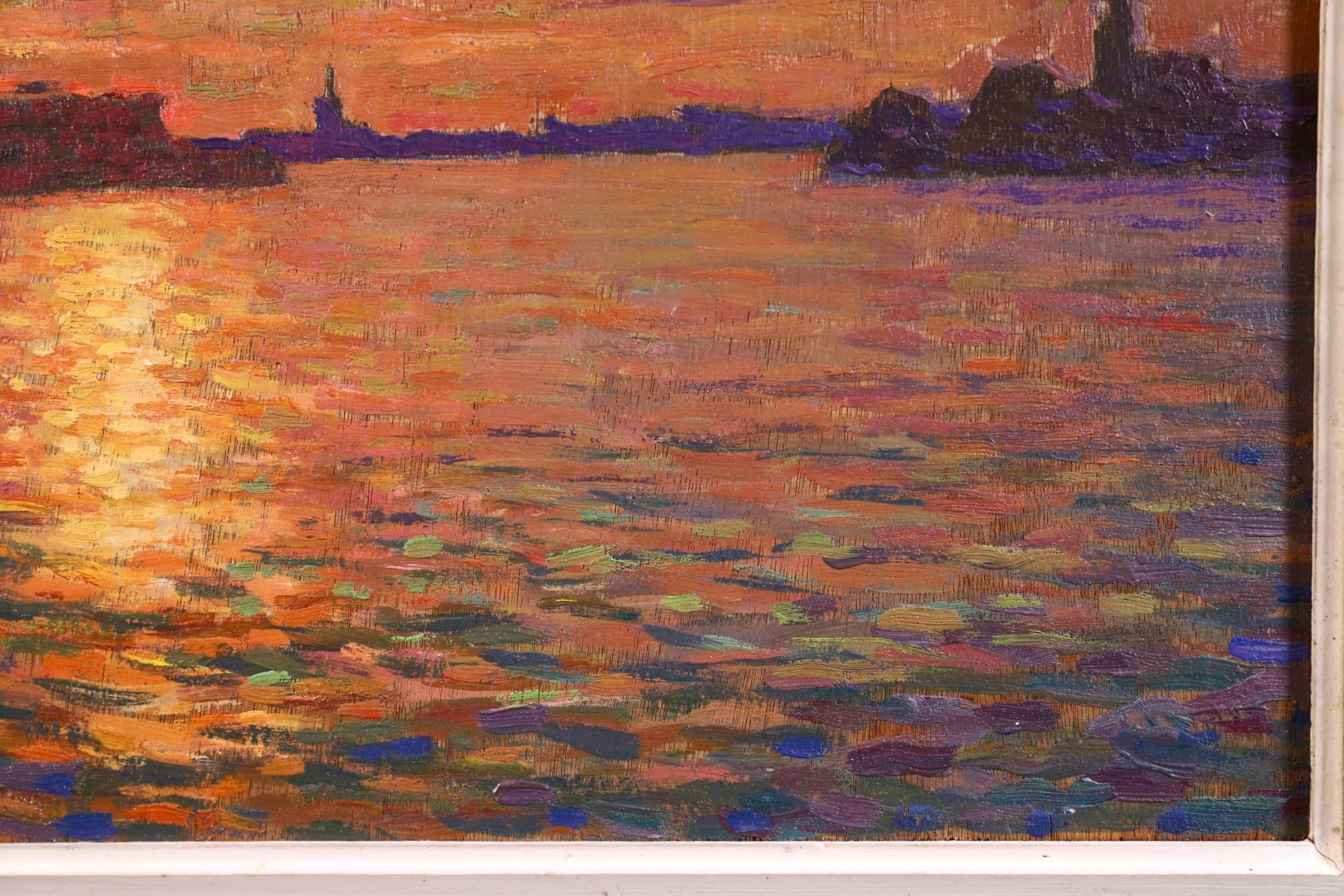 Sunset - Amsterdam - Post Impressionist Oil, Seascape - Jacques Martin-Ferrieres 2