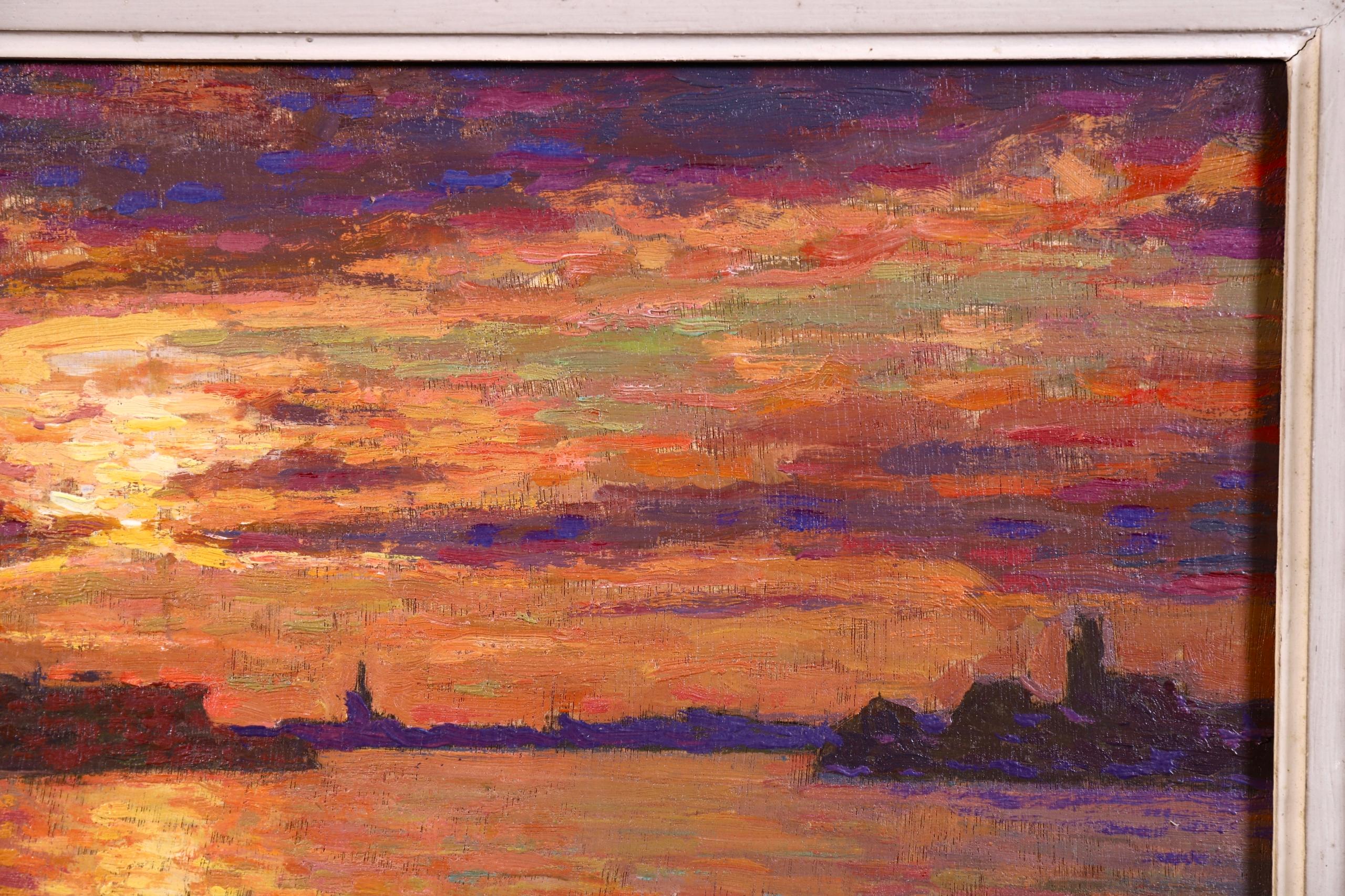 Sunset - Amsterdam - Post Impressionist Oil, Seascape - Jacques Martin-Ferrieres 3