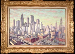 View of New York - Post Impressionist Oil, Cityscape by Jacques Martin-Ferrieres