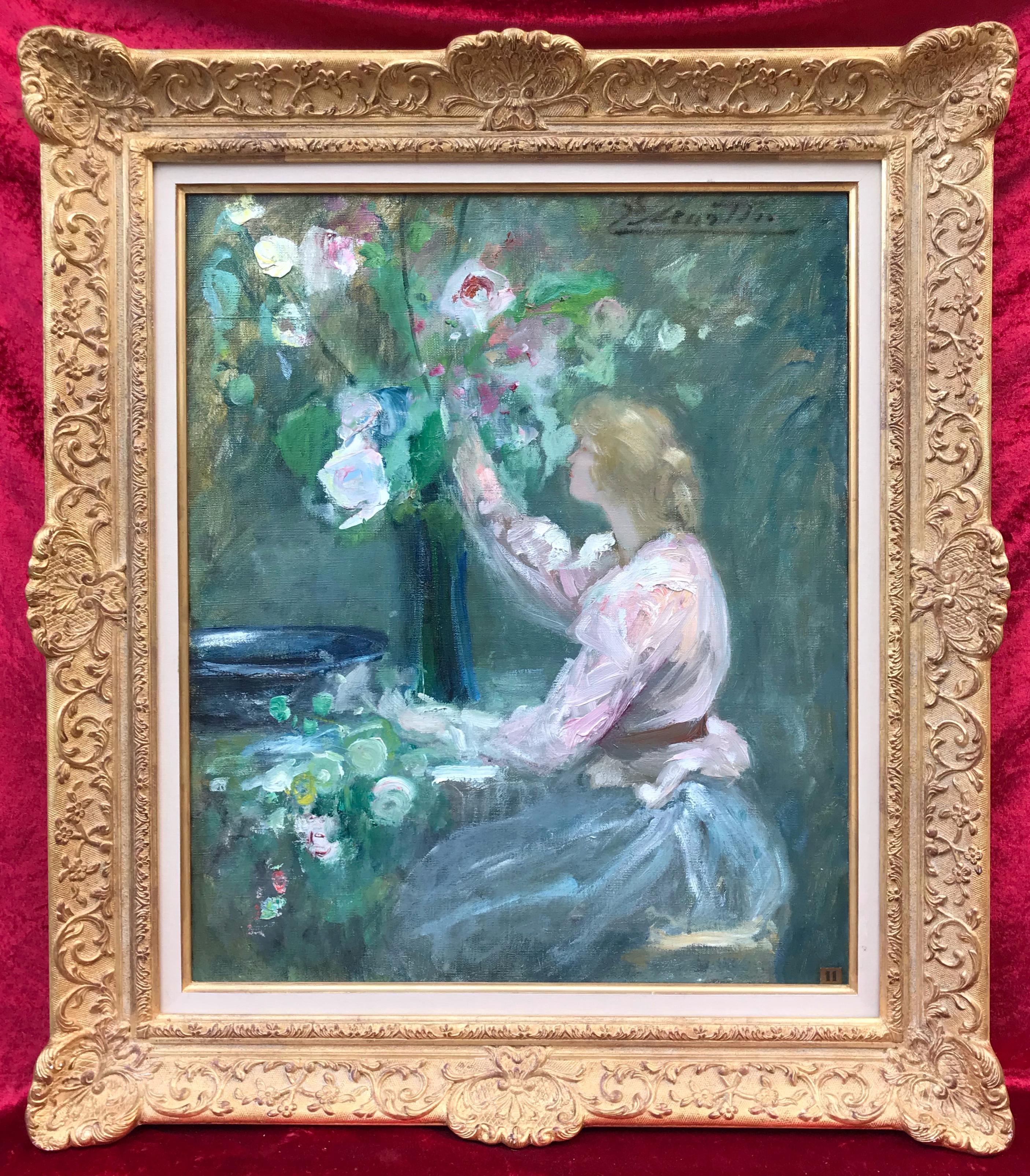 Lady With The Bunch of Flowers, Gemälde, Postimpressionistisches Gemälde