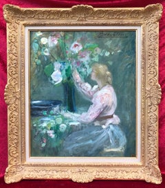 Lady With The Bunch of Flowers, Painting Post-impressionist
