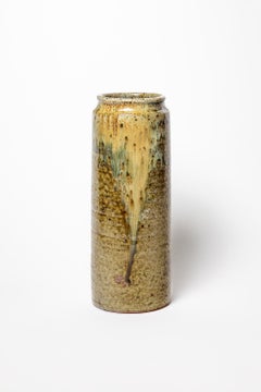 Jacques Migeon art deco 1950 stoneware grey and colored ceramic vase La Borne