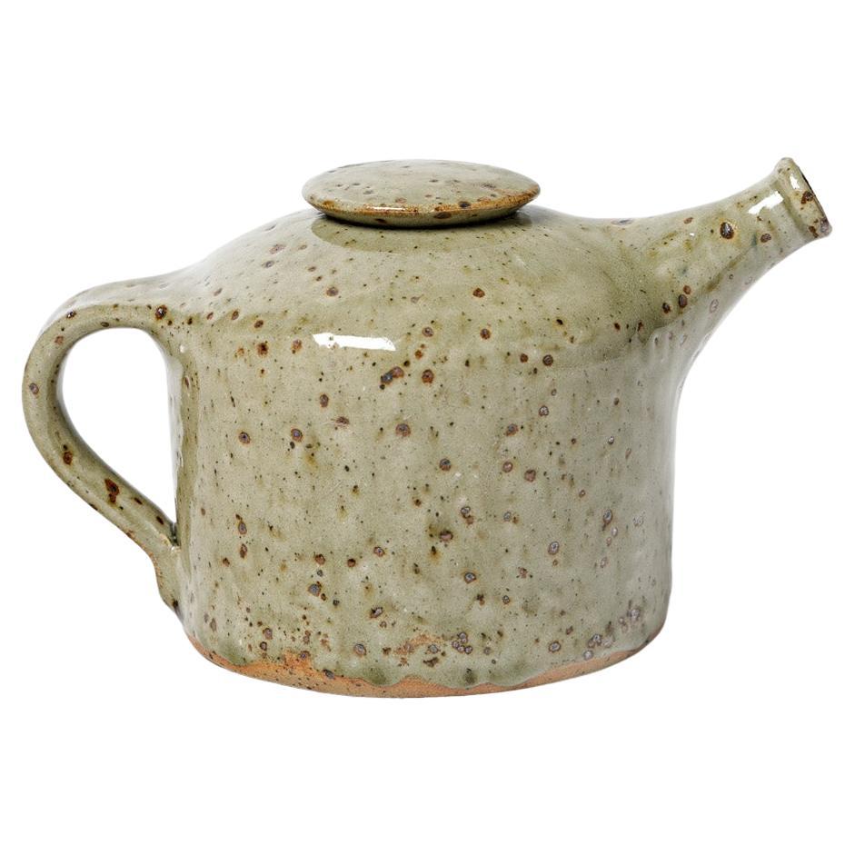 Jacques Migeon Grey Stoneware Ceramic Tea Pot La Borne 1970 Design Unique Piece For Sale