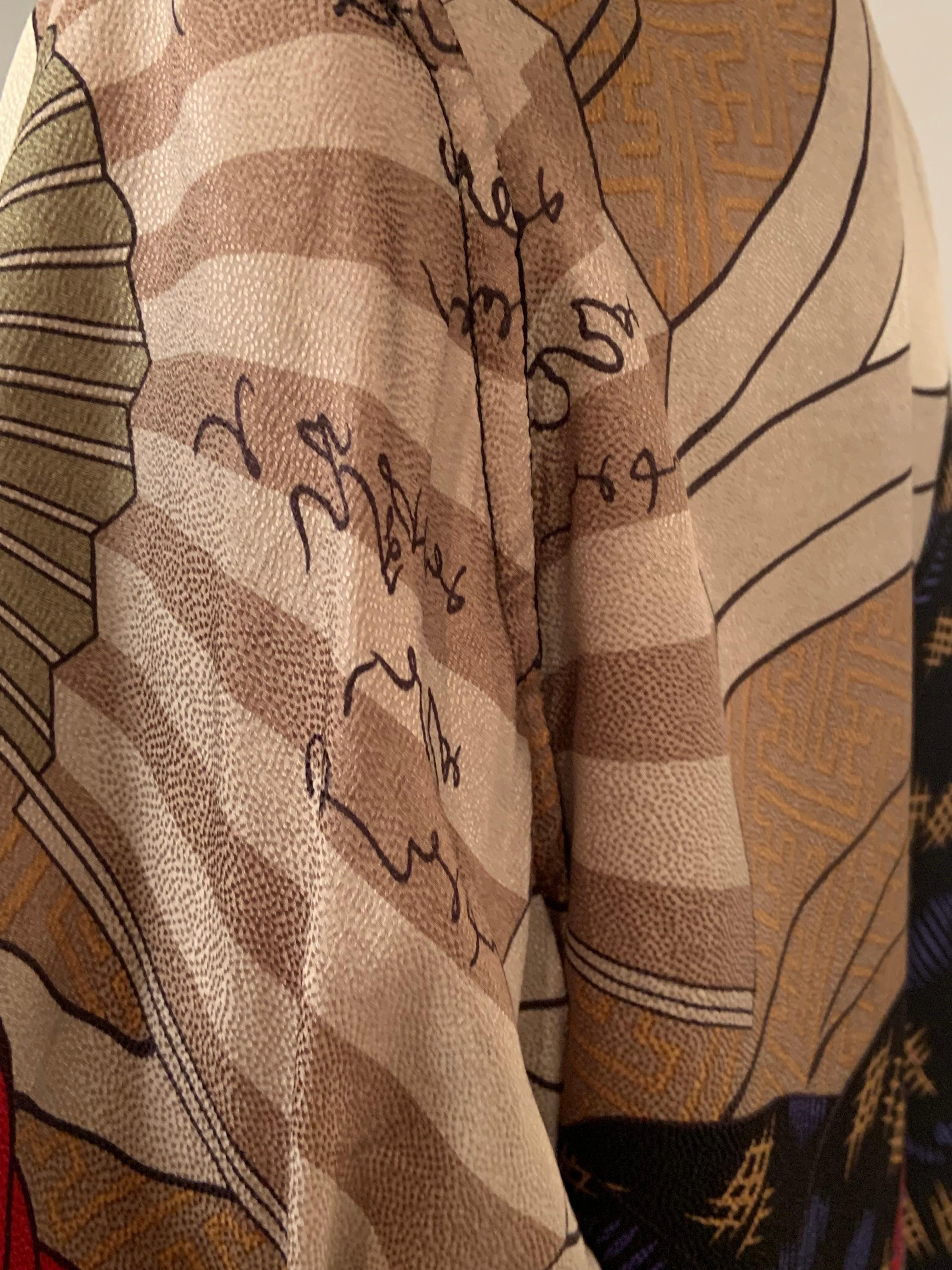Jacques Molko Paris Colorful Asian Inspired Silk Print Jacket For Sale 1