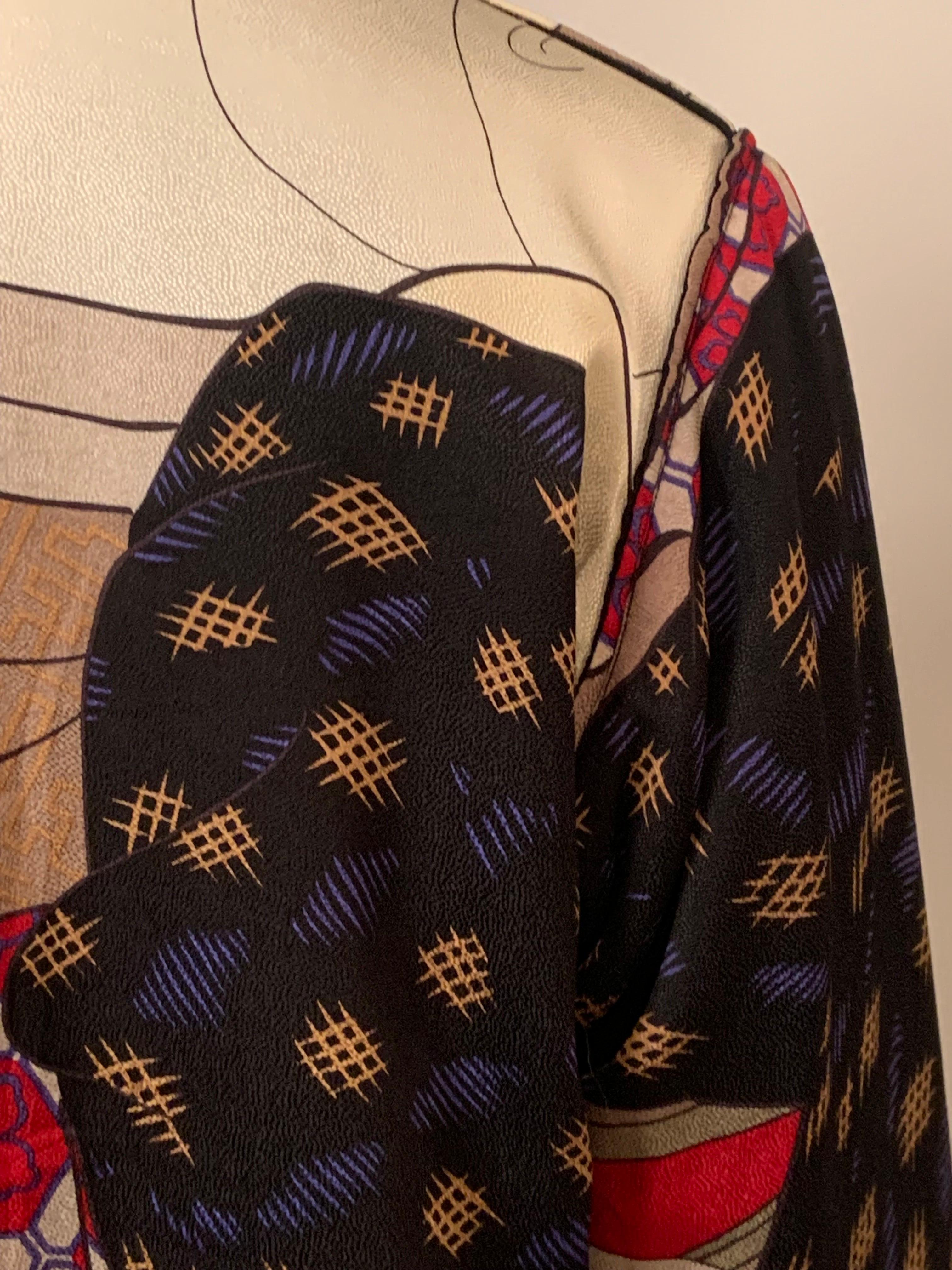 Jacques Molko Paris Colorful Asian Inspired Silk Print Jacket For Sale 4