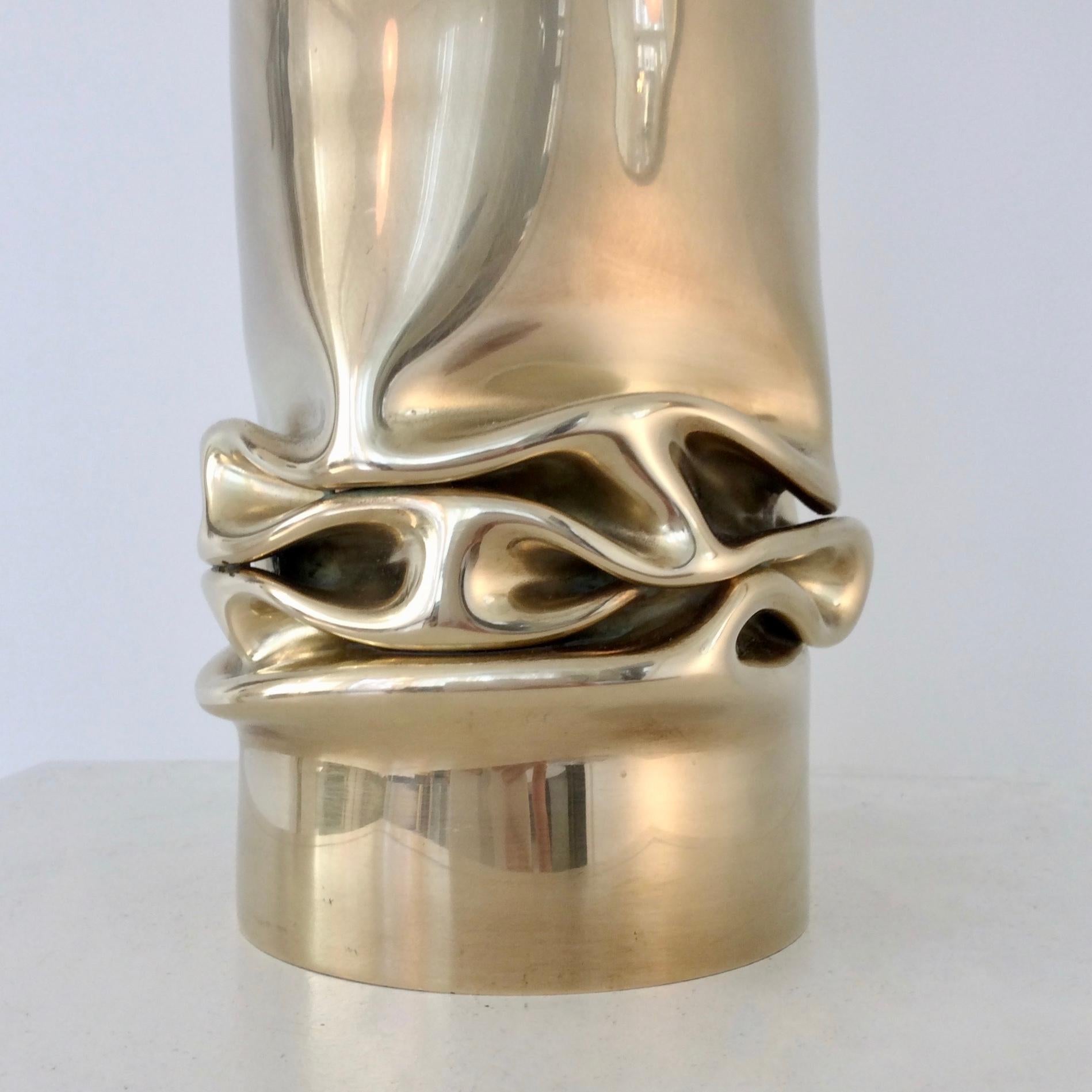 Mid-Century Modern Jacques Moniquet Brass Table Lamp, Cheret Edition, circa 1975, France