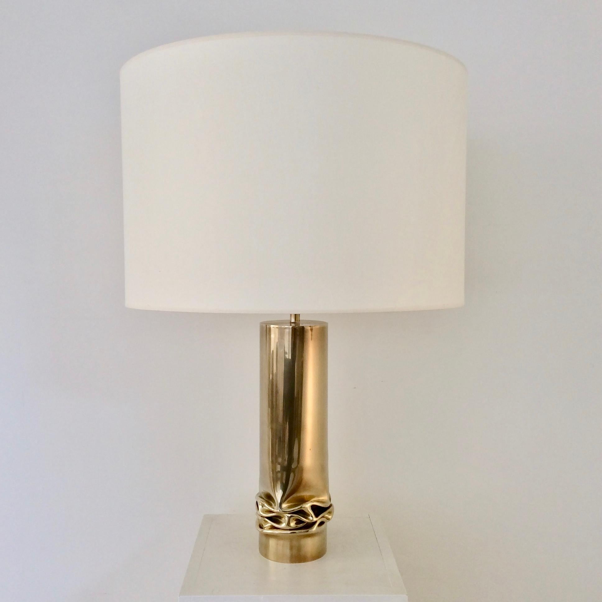 French Jacques Moniquet Brass Table Lamp, Cheret Edition, circa 1975, France