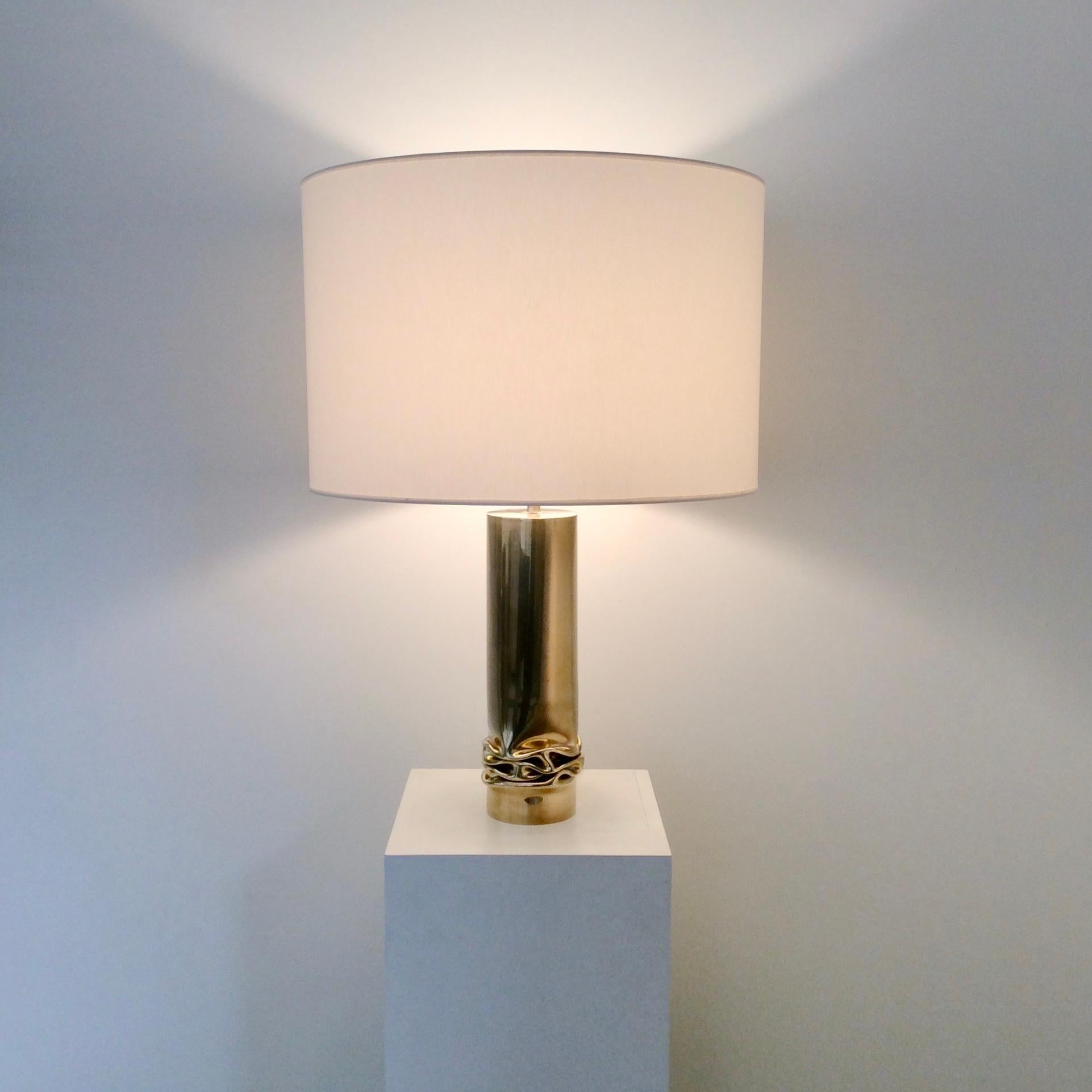 Jacques Moniquet Brass Table Lamp, Cheret Edition, circa 1975, France In Good Condition In Brussels, BE