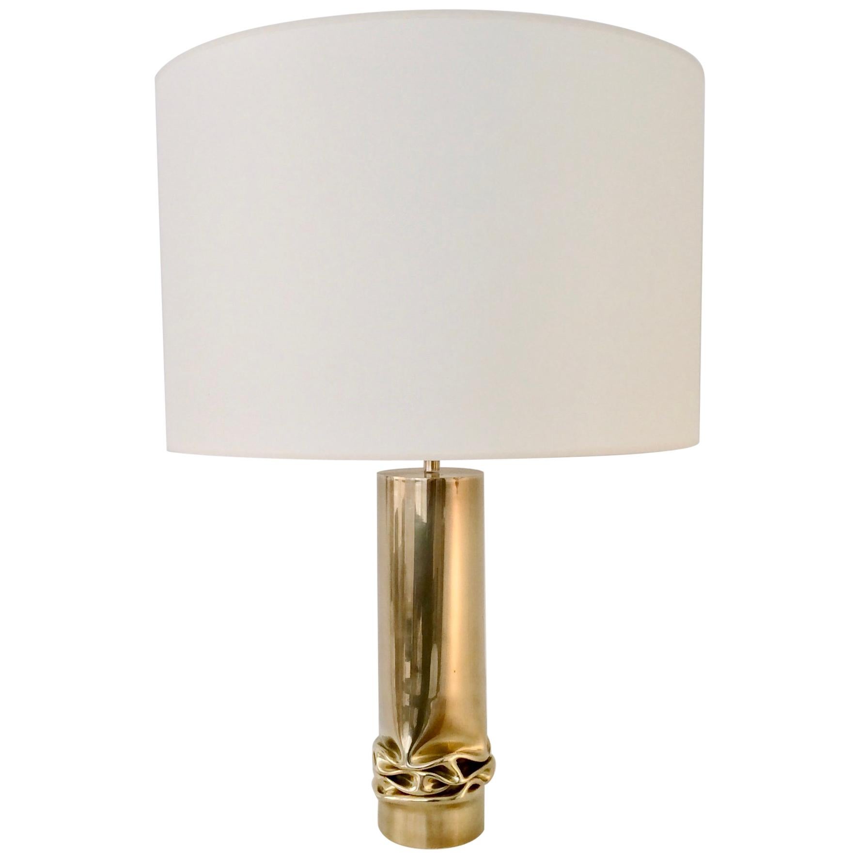 Jacques Moniquet Brass Table Lamp, Cheret Edition, circa 1975, France