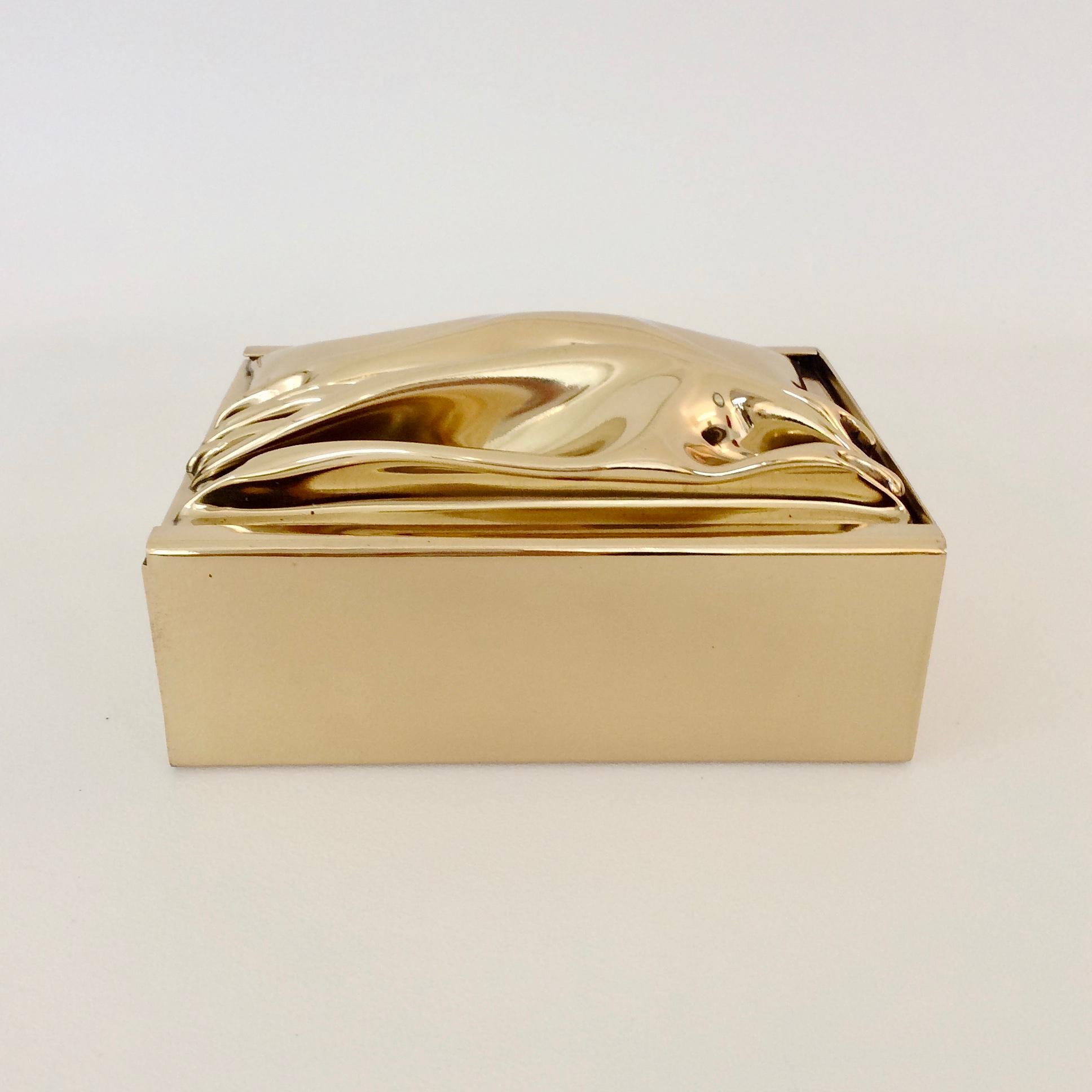 Jacques Moniquet Polished Brass Box for Cheret, circa 1970, France 5