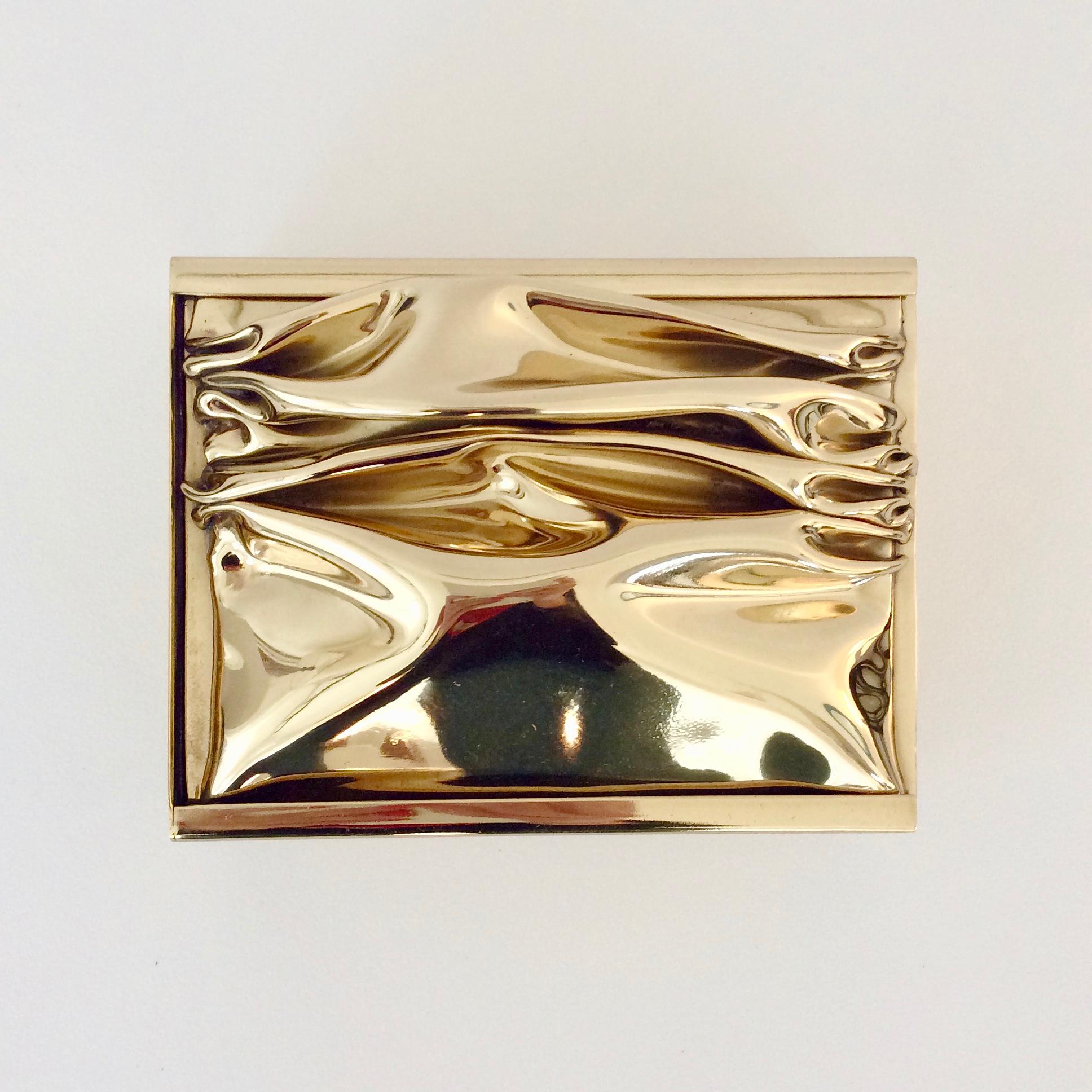 Mid-Century Modern Jacques Moniquet Polished Brass Box for Cheret, circa 1970, France
