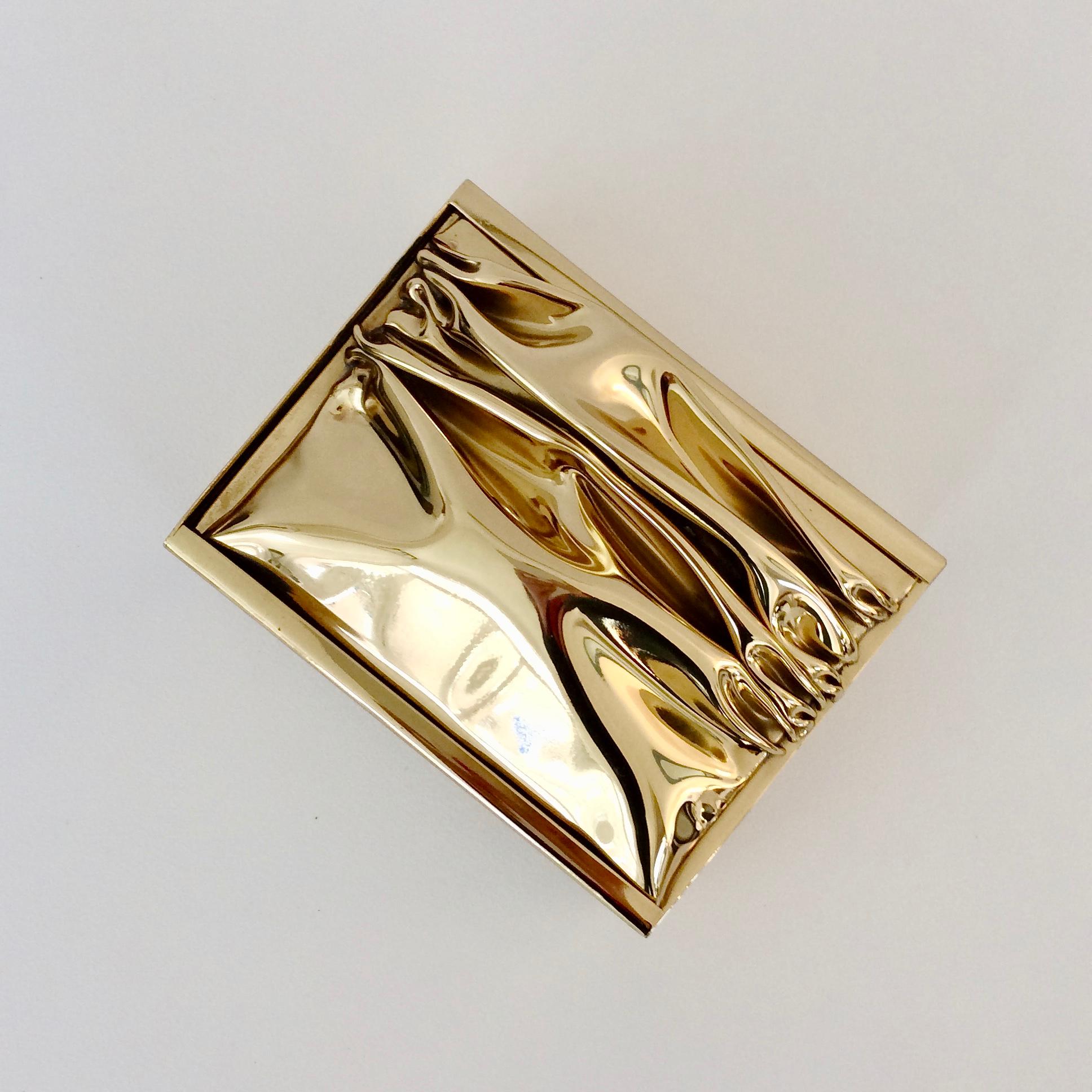French Jacques Moniquet Polished Brass Box for Cheret, circa 1970, France
