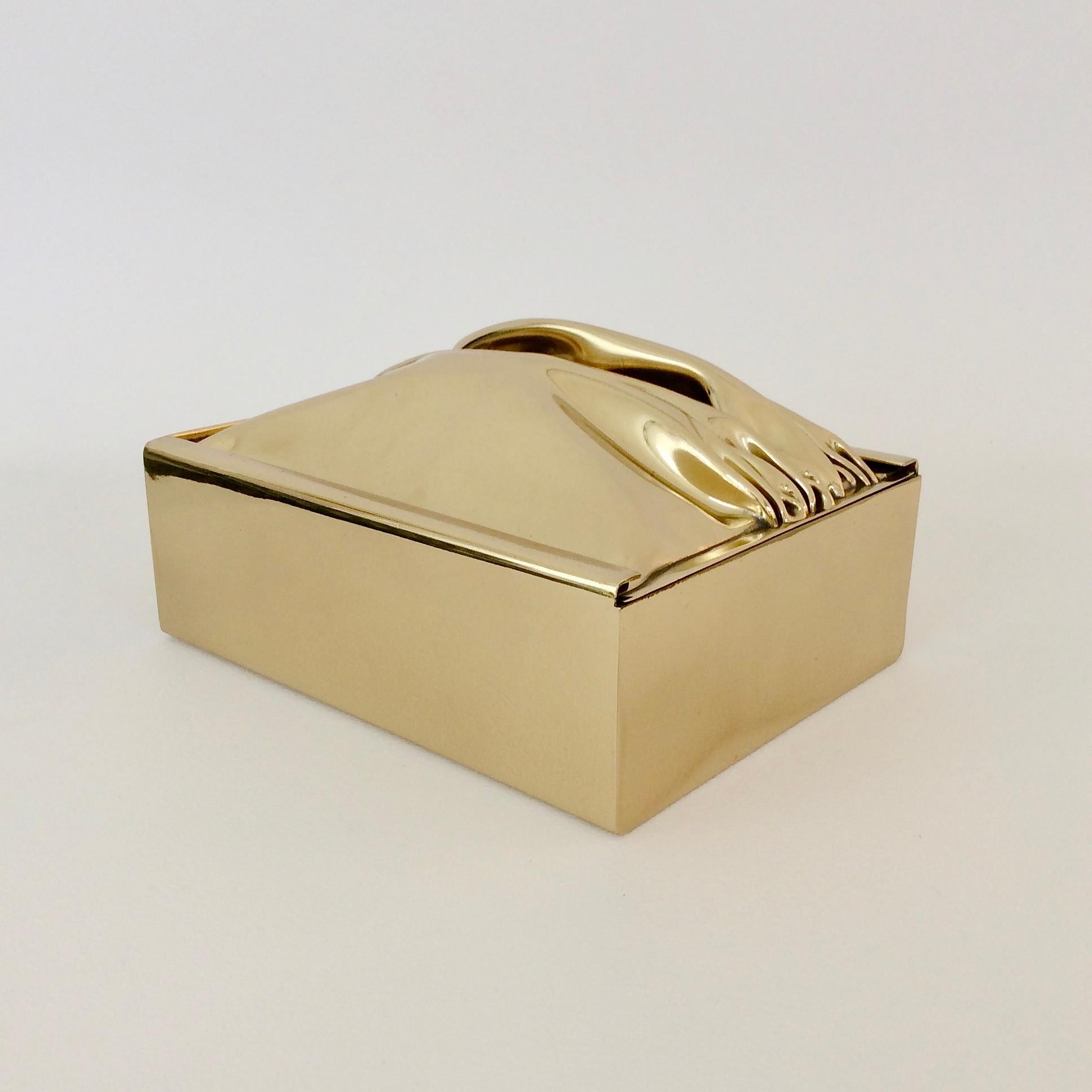 Late 20th Century Jacques Moniquet Polished Brass Box for Cheret, circa 1970, France